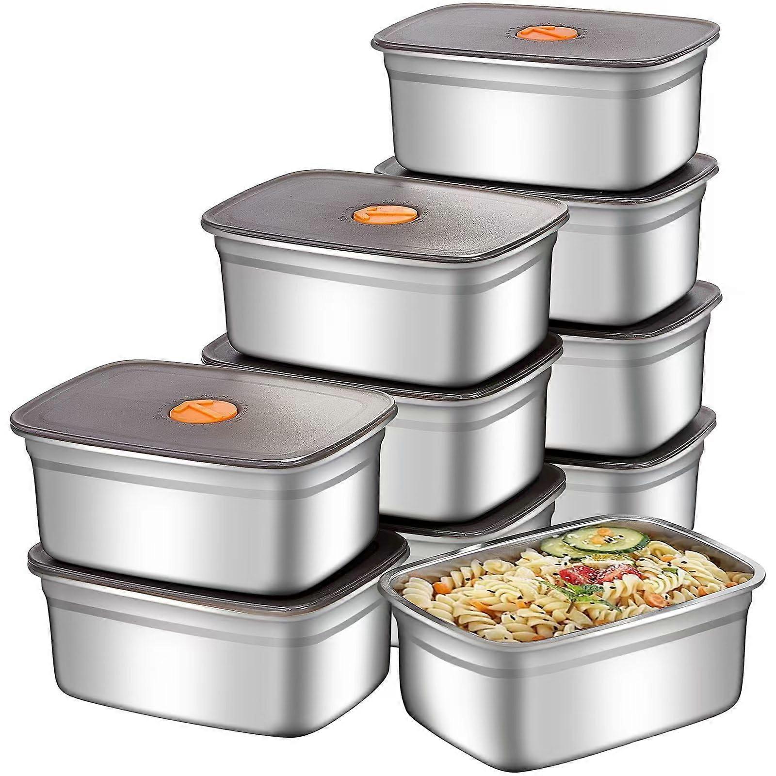 20 PCS Airtight Stainless Steel Food Storage Containers with Lids, Leak-Proof Freezer Storage Box, Locking Lid 10 Sets