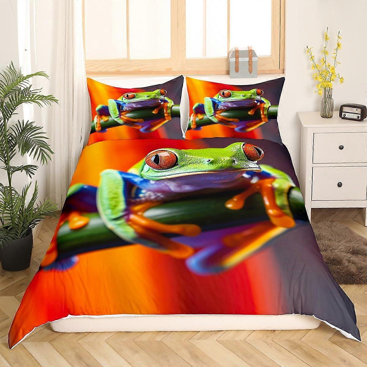 2 قطعة غطاء لحاف مجموعة لطيف الأحمر العين شجرة الضفدع الاستوائية الضفدع الأسرة غرفة المعيشة ديكور التوأم الحجم