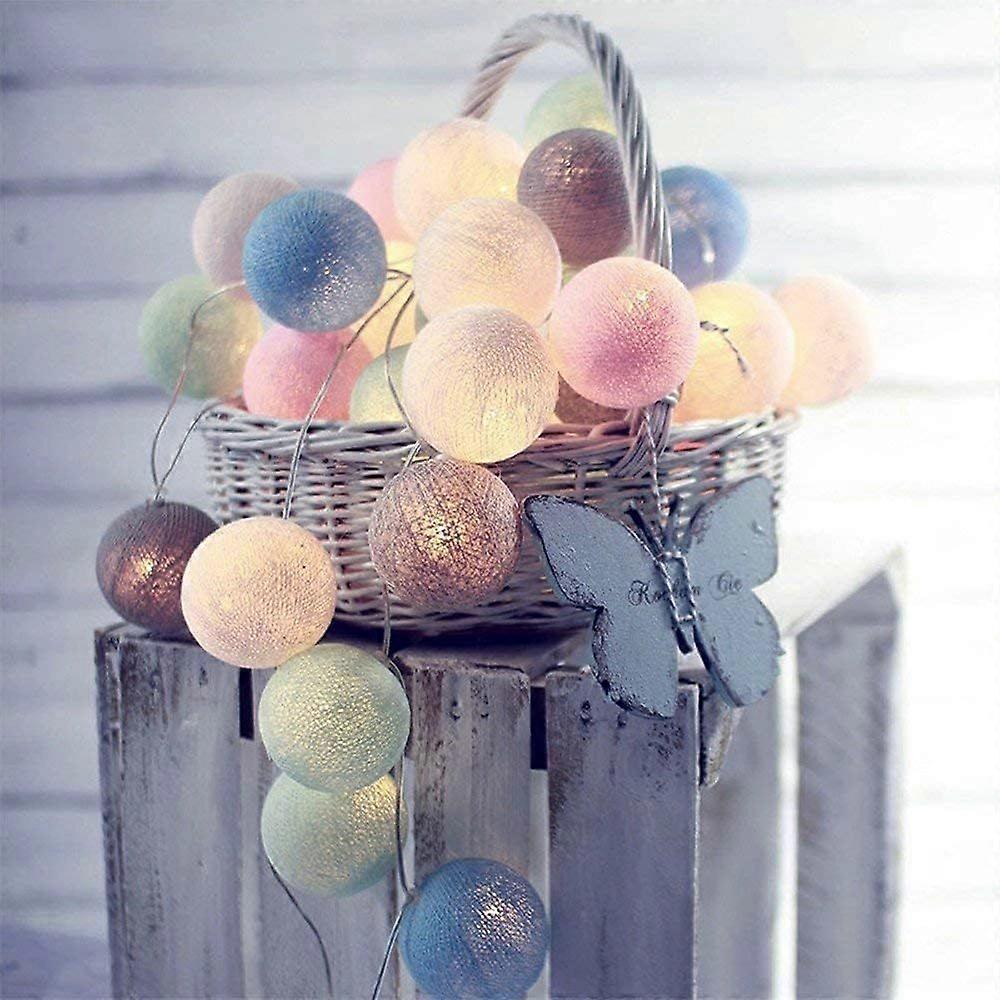 Boule de Coton Guirlande Lumineuse Boules de Coton avec Prise, 3,5 m, 20 Boules LED Guirlande Lumineuse pour Intrieur, Dcoration Veilleuse comme Nol,