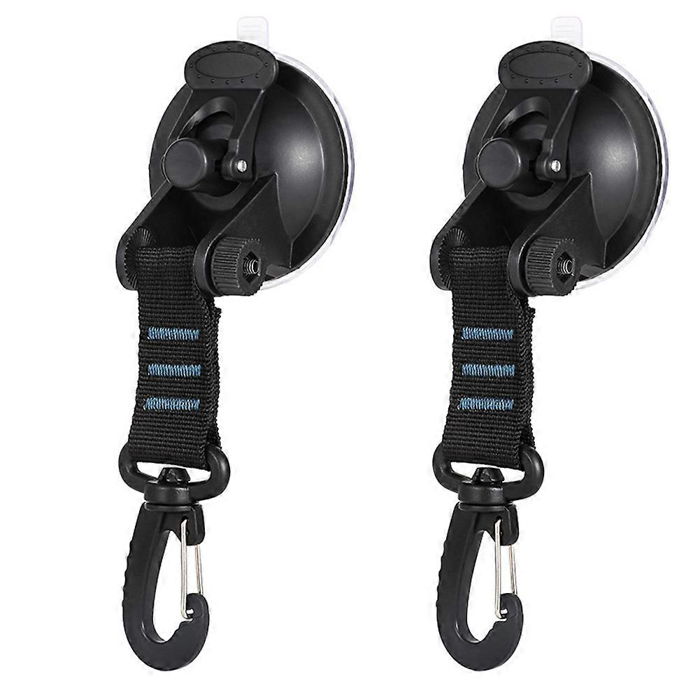 2 Piece Heavy Duty Suction Cup Hook Set Nylon Ribbon Hanging Buckle for Camping Car