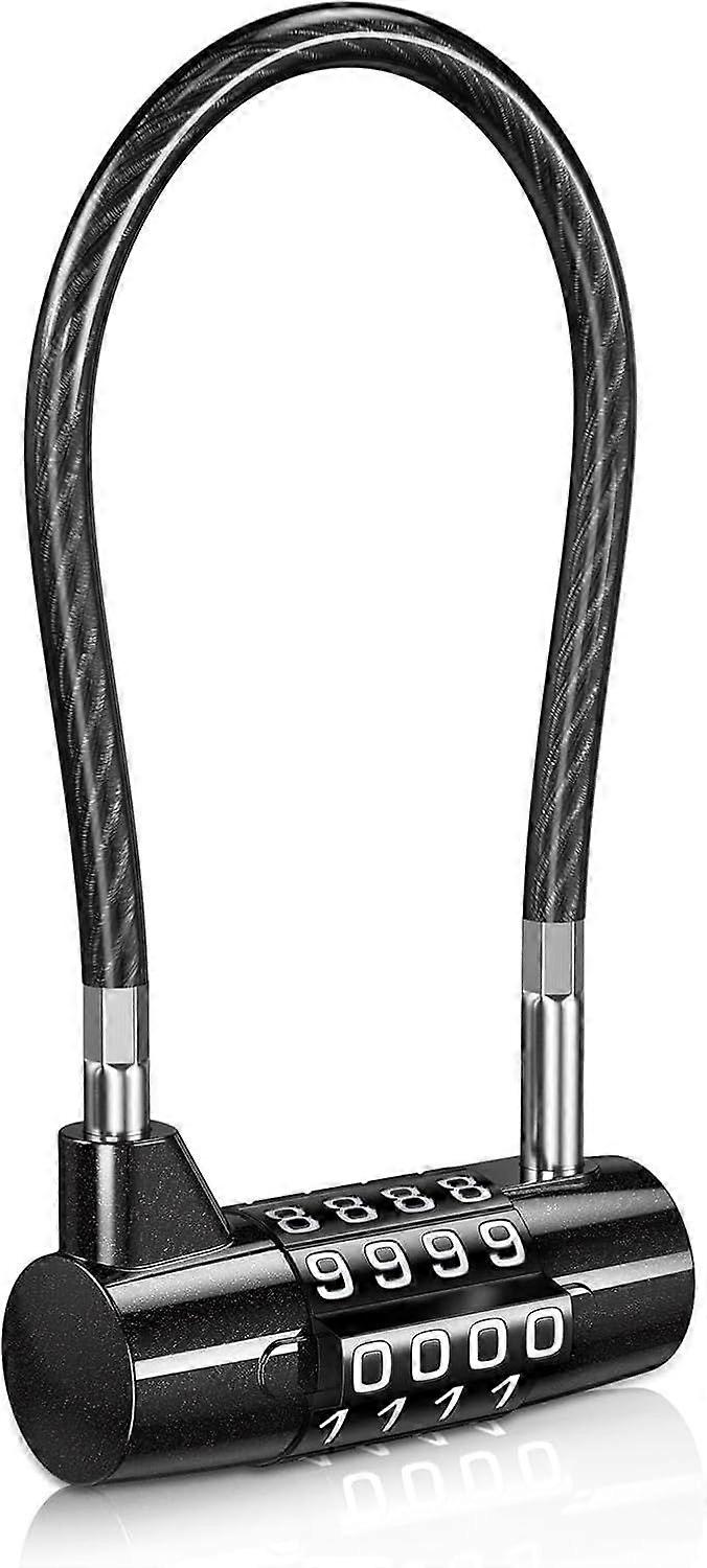 Upgraded 4 digit combination lock, long lock hook, combination lock with combination, waterproof cabin lock, outdoor combination lock, cable lock for 