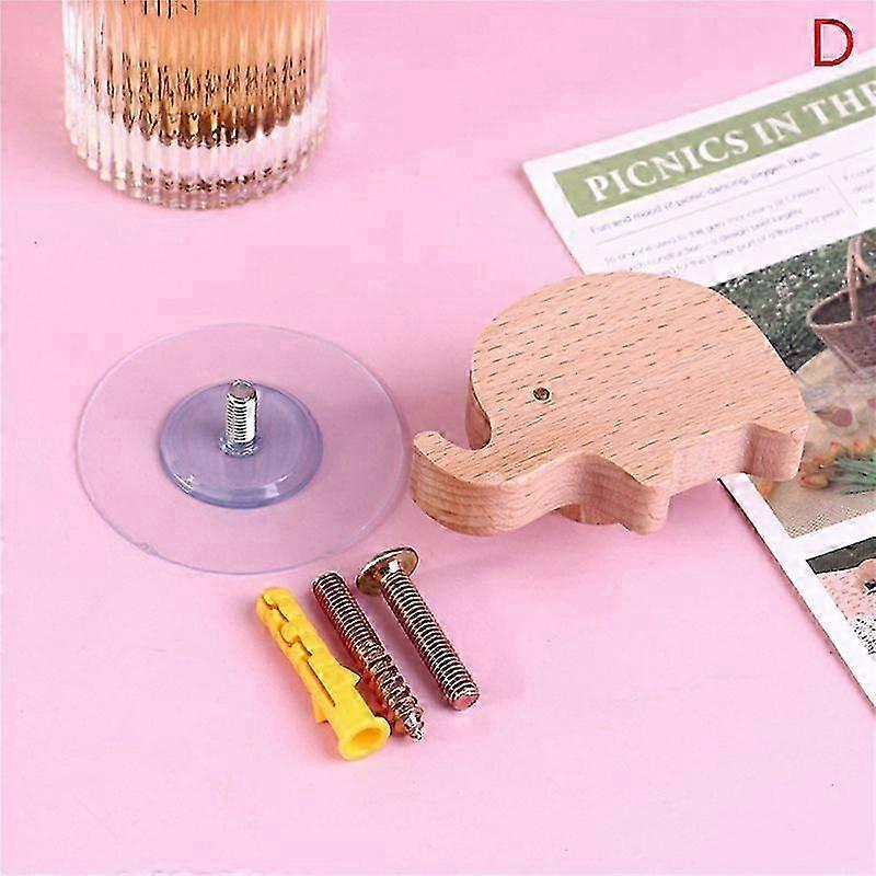 Solid Wood Wall Hook Towels Coat Clothes Storage Hook Self Adhesive Wall Hanger