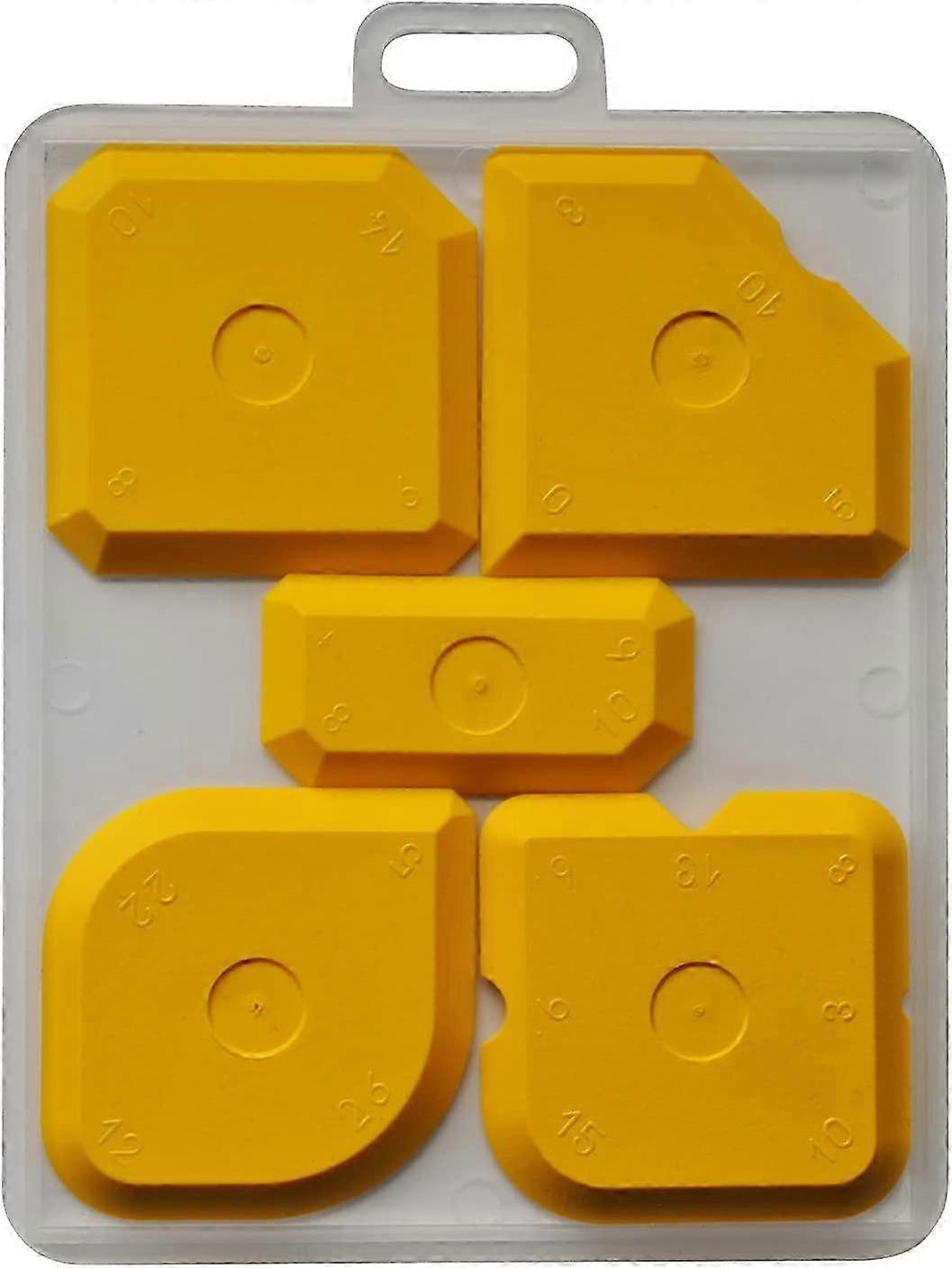 Set of 5 Professional Silicone and Acrylic Spatulas with Yellow Non-Slip Squeegee for Seamless Joints