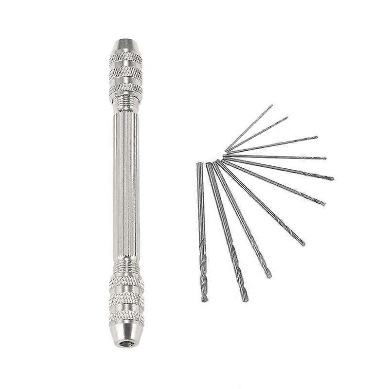 Double-headed hand twist drill small drill bit set (double-headed hand twist drill + 10pc small drill bit)