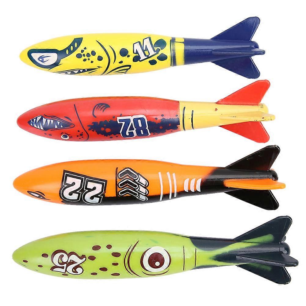 Set of 4 underwater torpedoes to launch and dive, summer toy