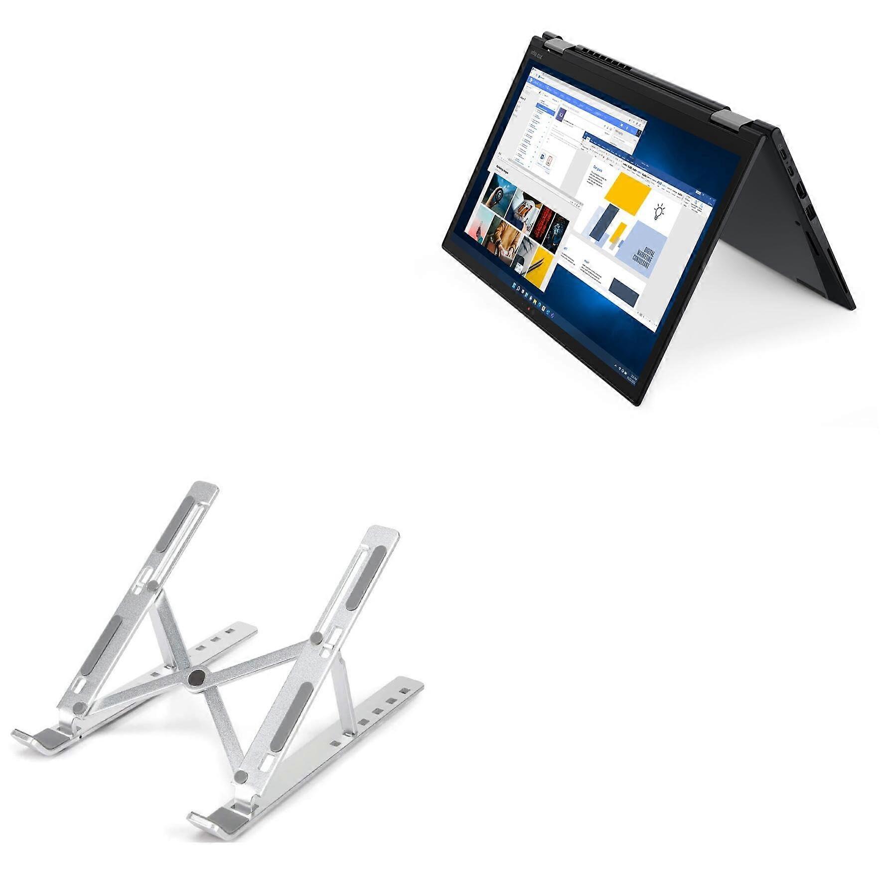 Stand and Mount for Lenovo ThinkPad X13 Yoga 21AW - Compact Portable Multi-Angle Viewing Riser in Metallic Silver