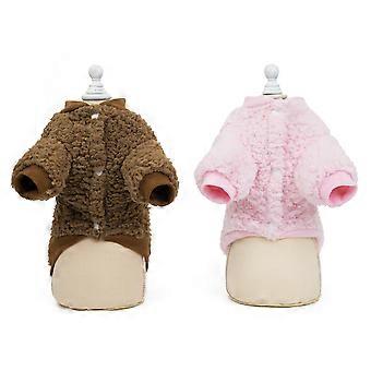 2 Pieces Dog Sweater, Dog Coat for Small Medium Dog or Cat, Winter Warm Soft Cotton Pet Jacket for Puppy(Brown+Pink)