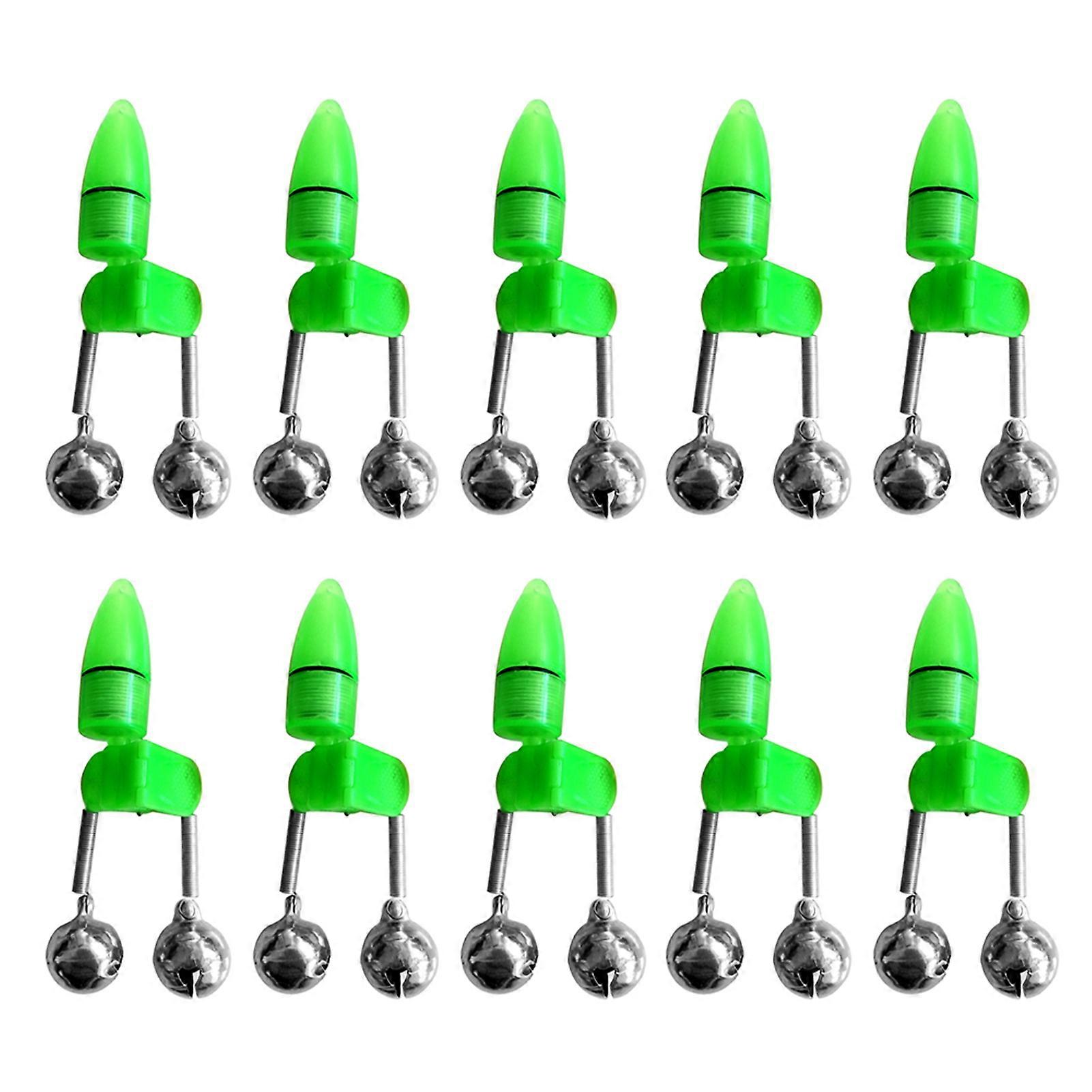 10pcs LED Night Fishing Rod Bite Bait Alarm Light with Twin Bells Ring Fishing Bite Alarm Indicator