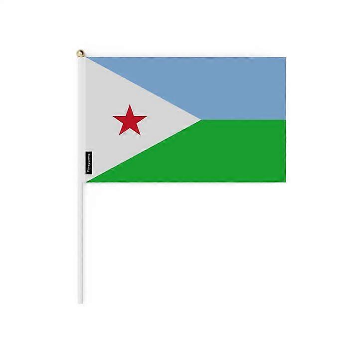 Set of Mini Flags – Djibouti – 14 x 21 cm – Handheld – Polyester - 100 pieces