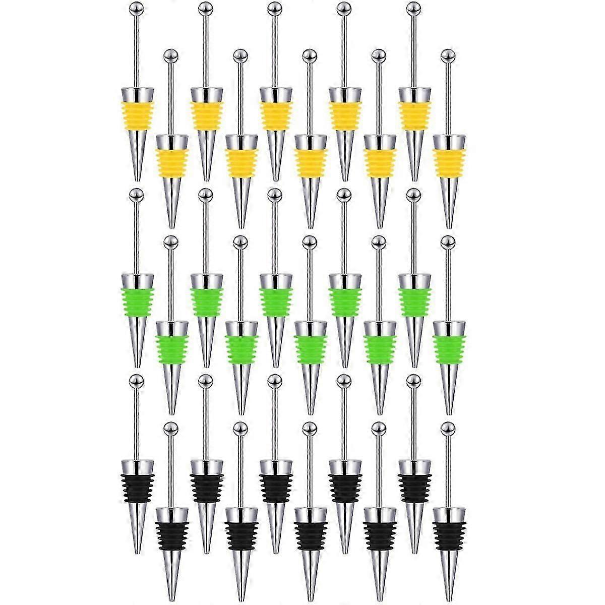 30 Pcs Beadable Wine Stoppers for Wine Bottles Decorative Beaded