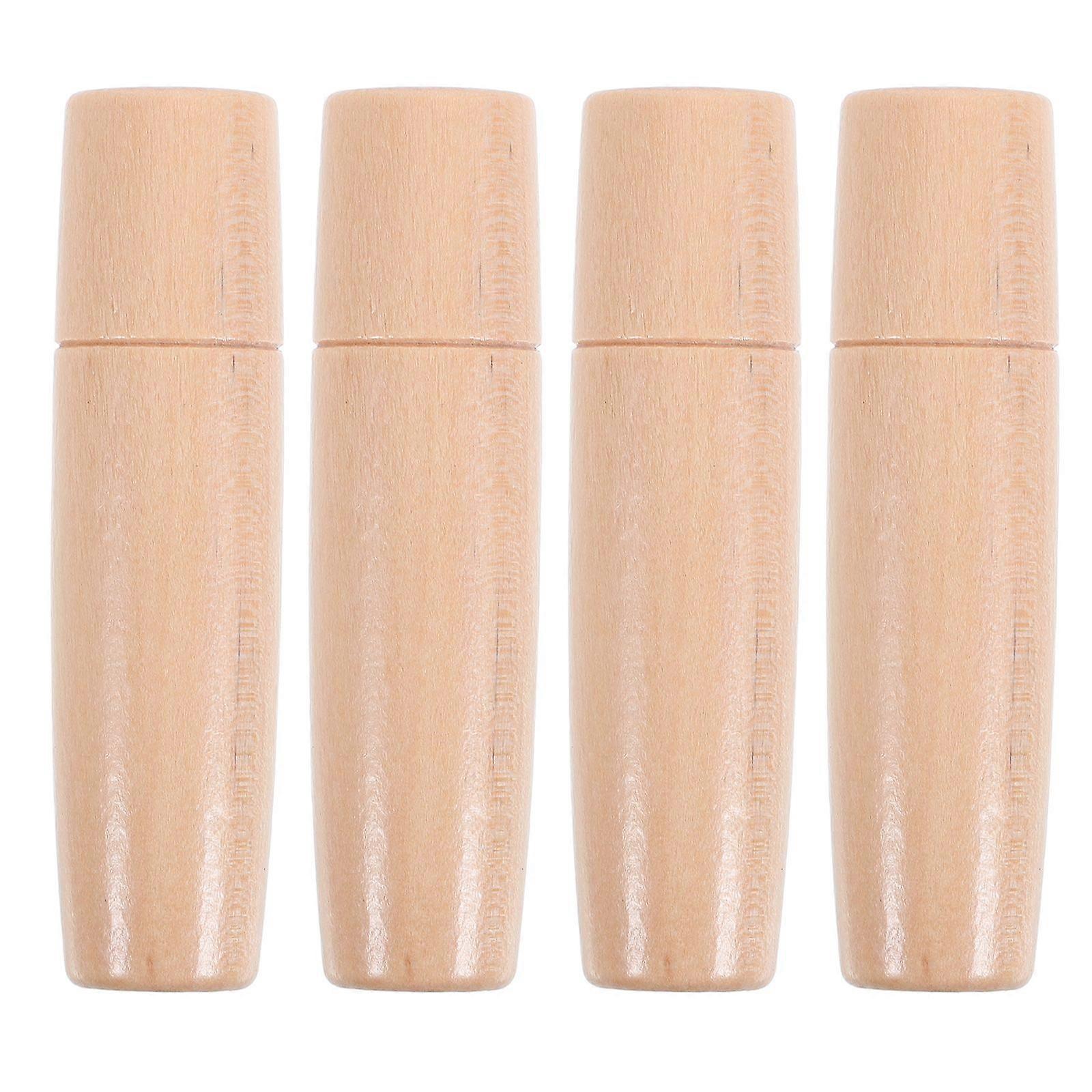 4pcs Varnished Wood Handle Grill Brush Handle Barbecue Handle Replacement Kitchen Brush Handle Solid Wood Handle for BBQ Tool