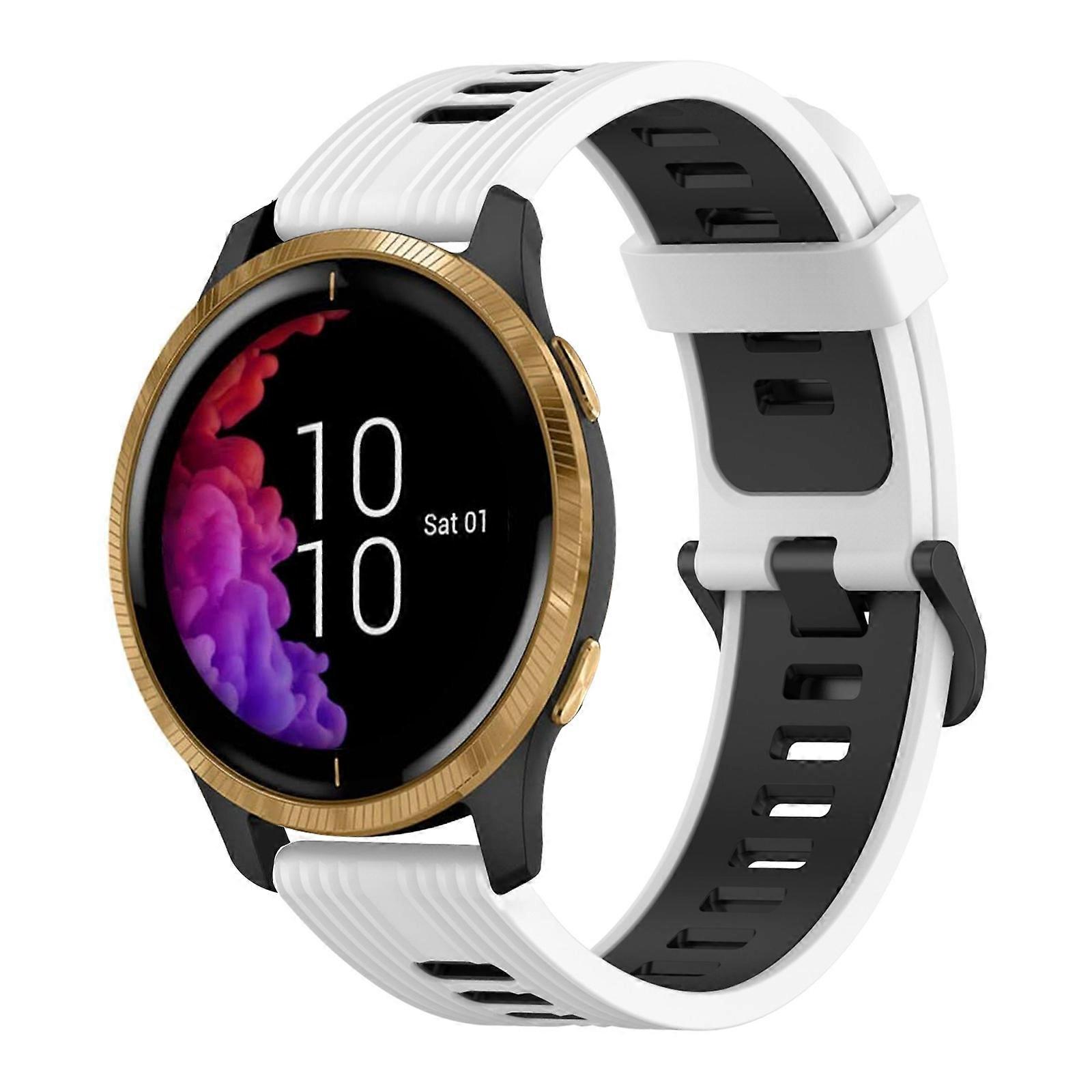 For Garmin Venu 20mm Vertical Pattern Two-Color Silicone Watch Band