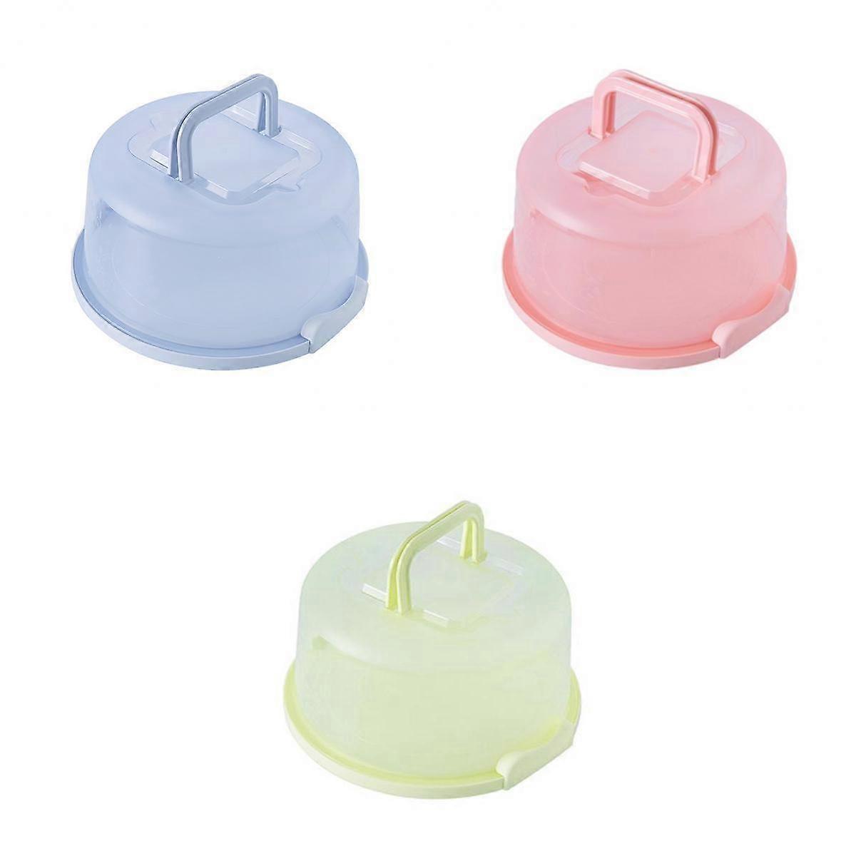 3 Pieces Plastic Round Cake Storage Carrier Container Lockable Lid