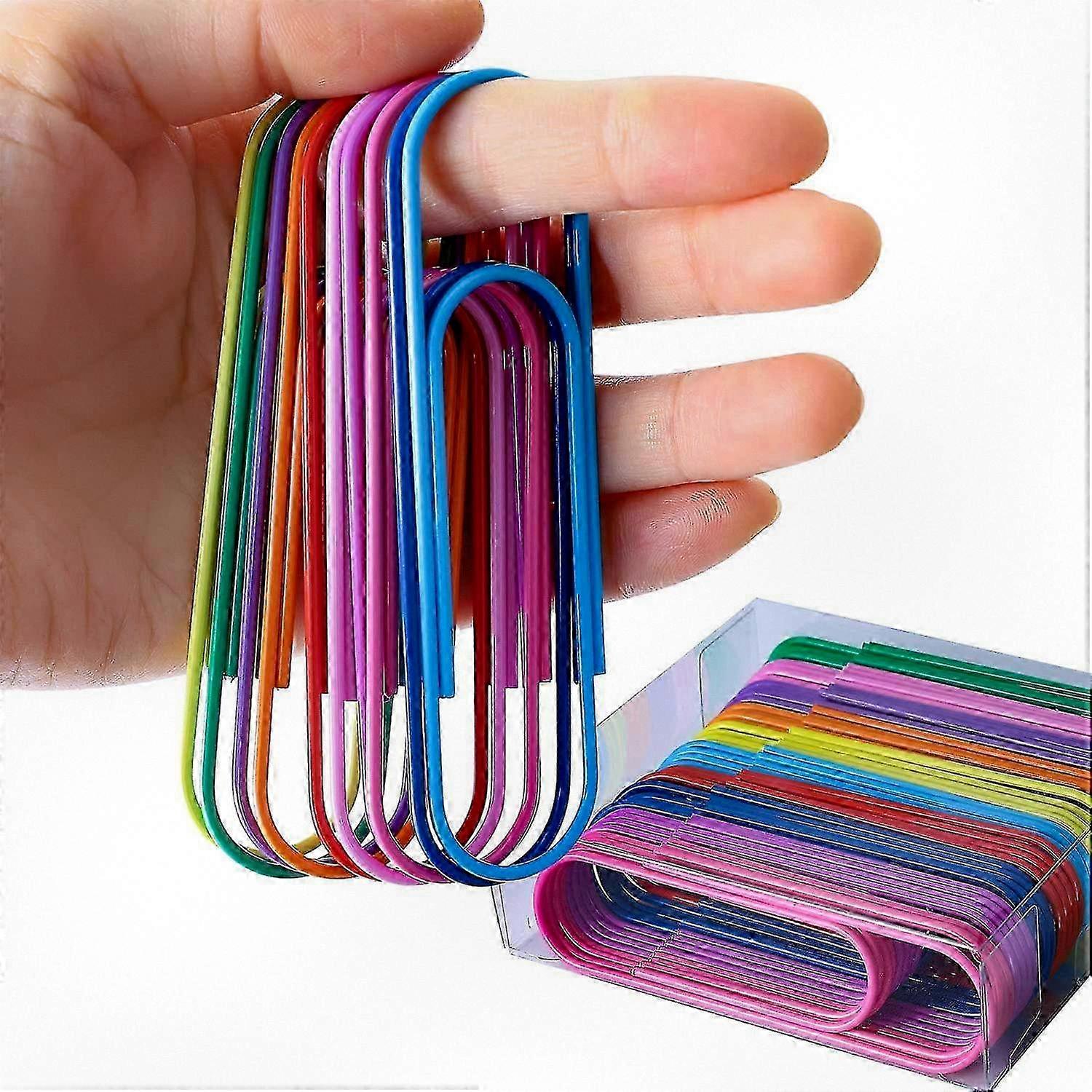 Oversized Paper Clips - 40 Large 4 Vinyl Coated Colorful Paper Clips Ideal for Organizing Files and Documents