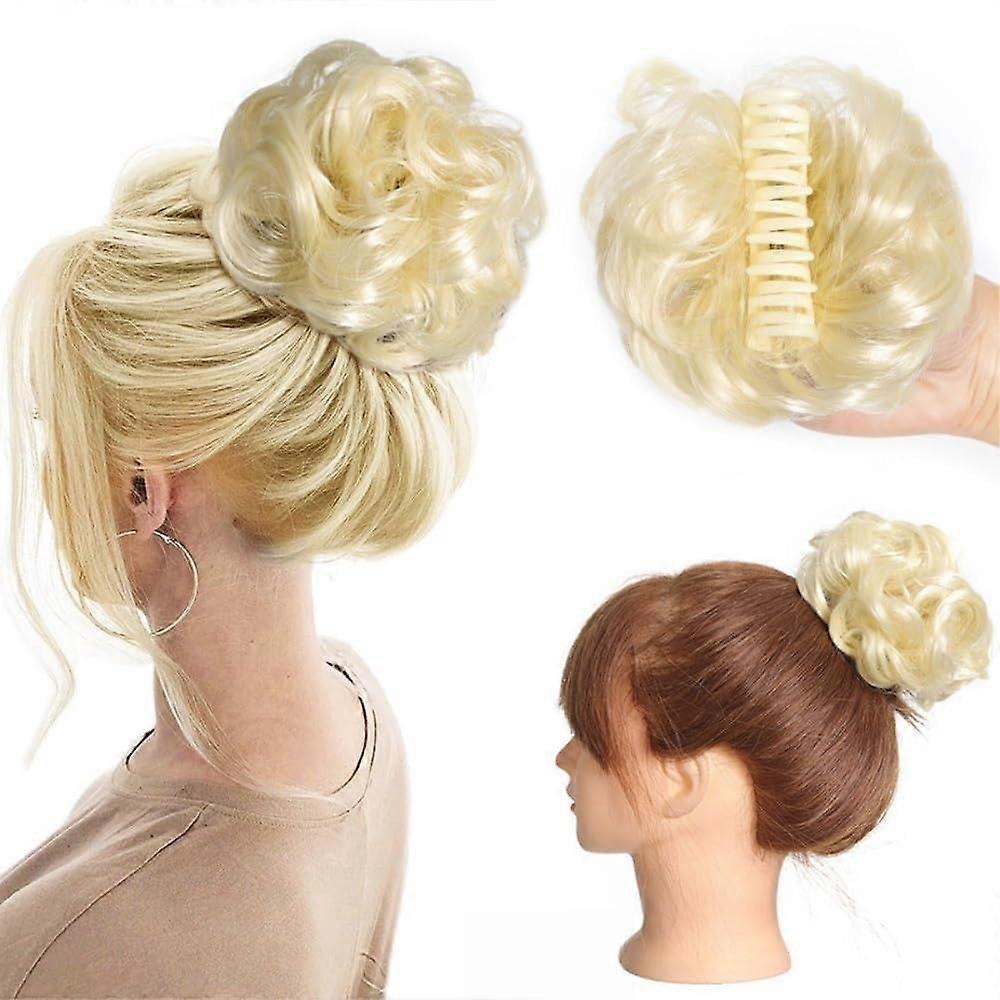 Bun Wig, Messy Bun Synthetic Hairpiece Curly Bride Hair for Bag Women Voluminous Stylish Look,Messy Bun Wig(Gold) Ref: 7267