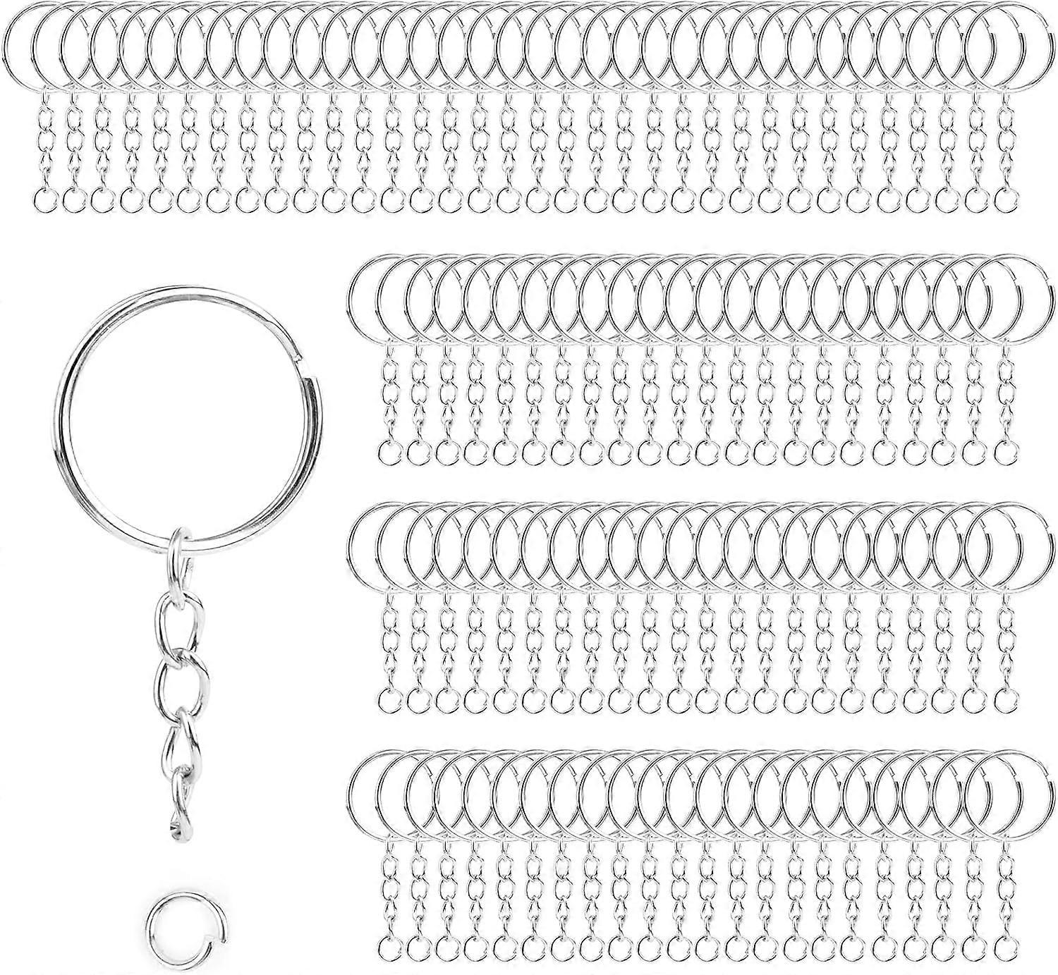 100PCS Key Ring with Chain Split Key Rings Set Metal Split Ring Holder Key Ring 25mm Key Ring Fastener