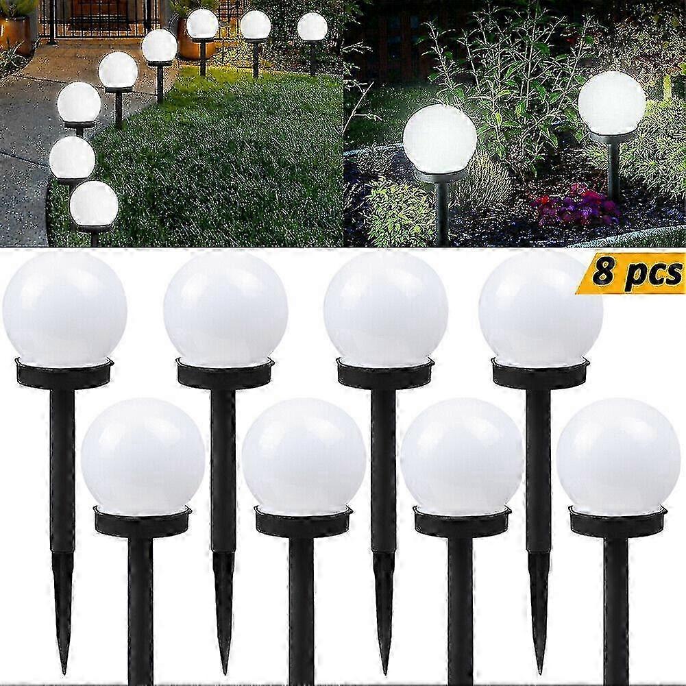 8パックソーラーガーデンライト、防水ラウンドボールLED屋外パス芝生ランプ