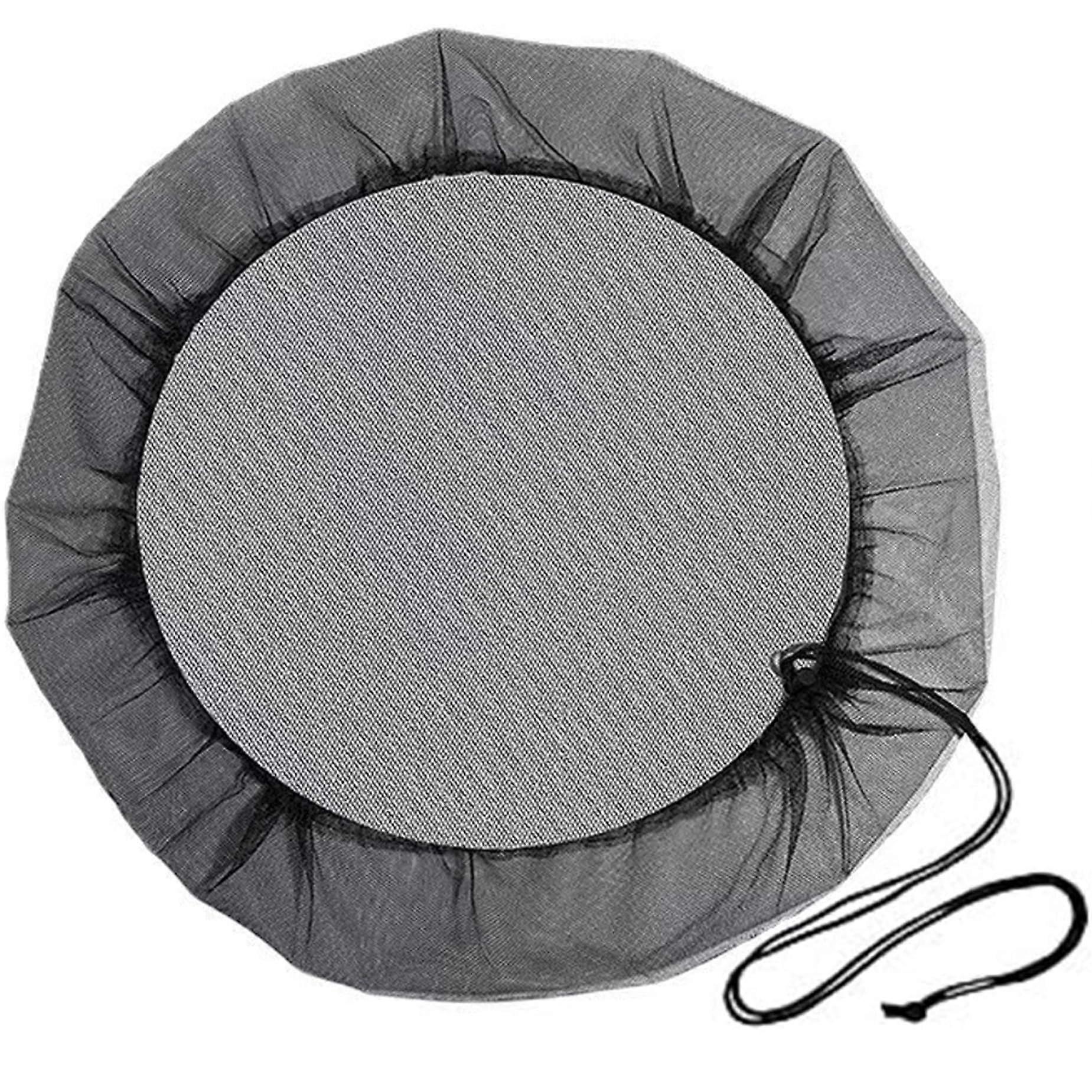 Mesh cover for rain barrel 47inch tearresistant rain barrel cover net with drawstring outdoors, to keep leaves and dirt away, black
