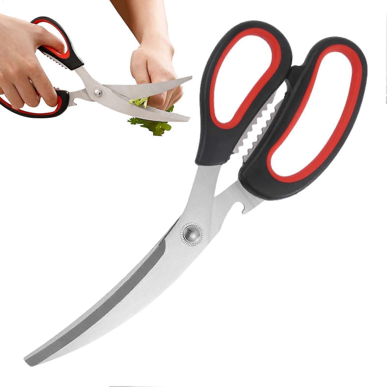 High Performance Kitchen Scissors, Stainless Steel Food Scissors with Sharp Blades and Ergonomic Handle for Meat and Vegetables