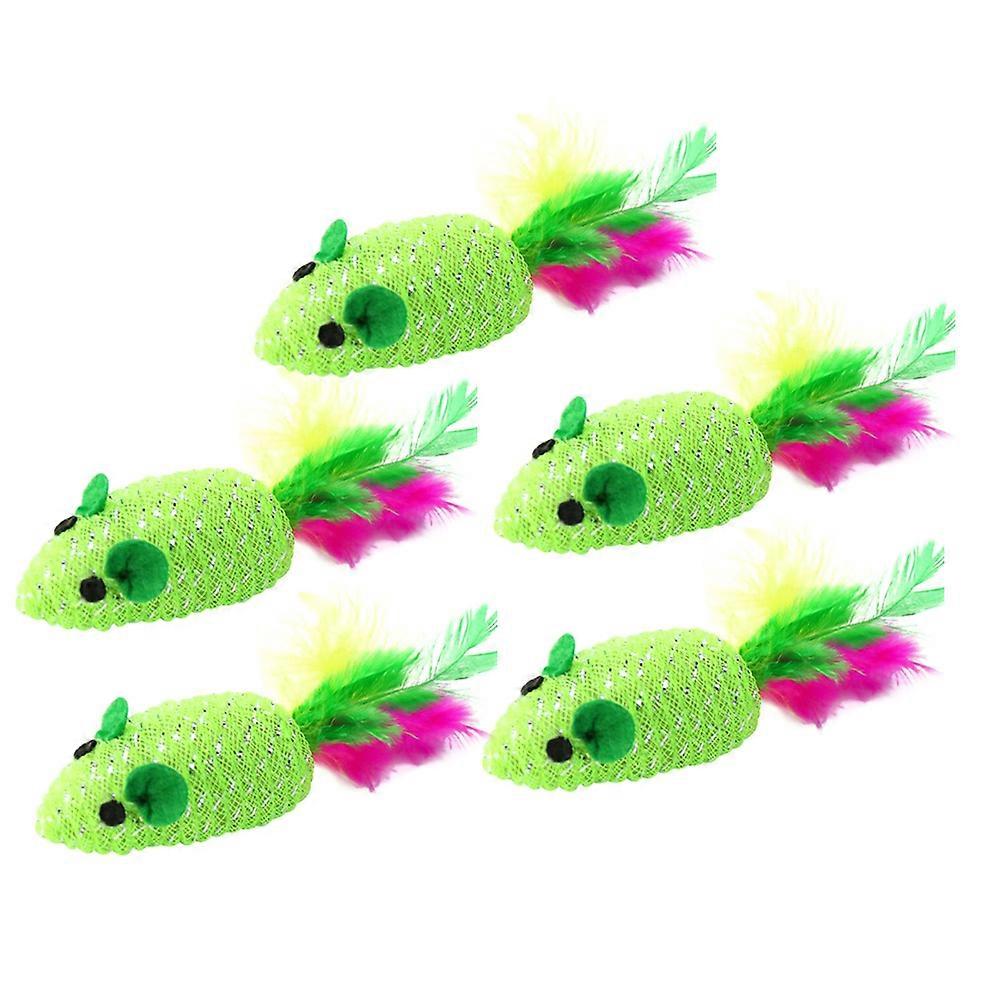 10pcs Woven Cat Mouse Toys Durable Interactive Playtime Props for Kittens and Adult Cats Green