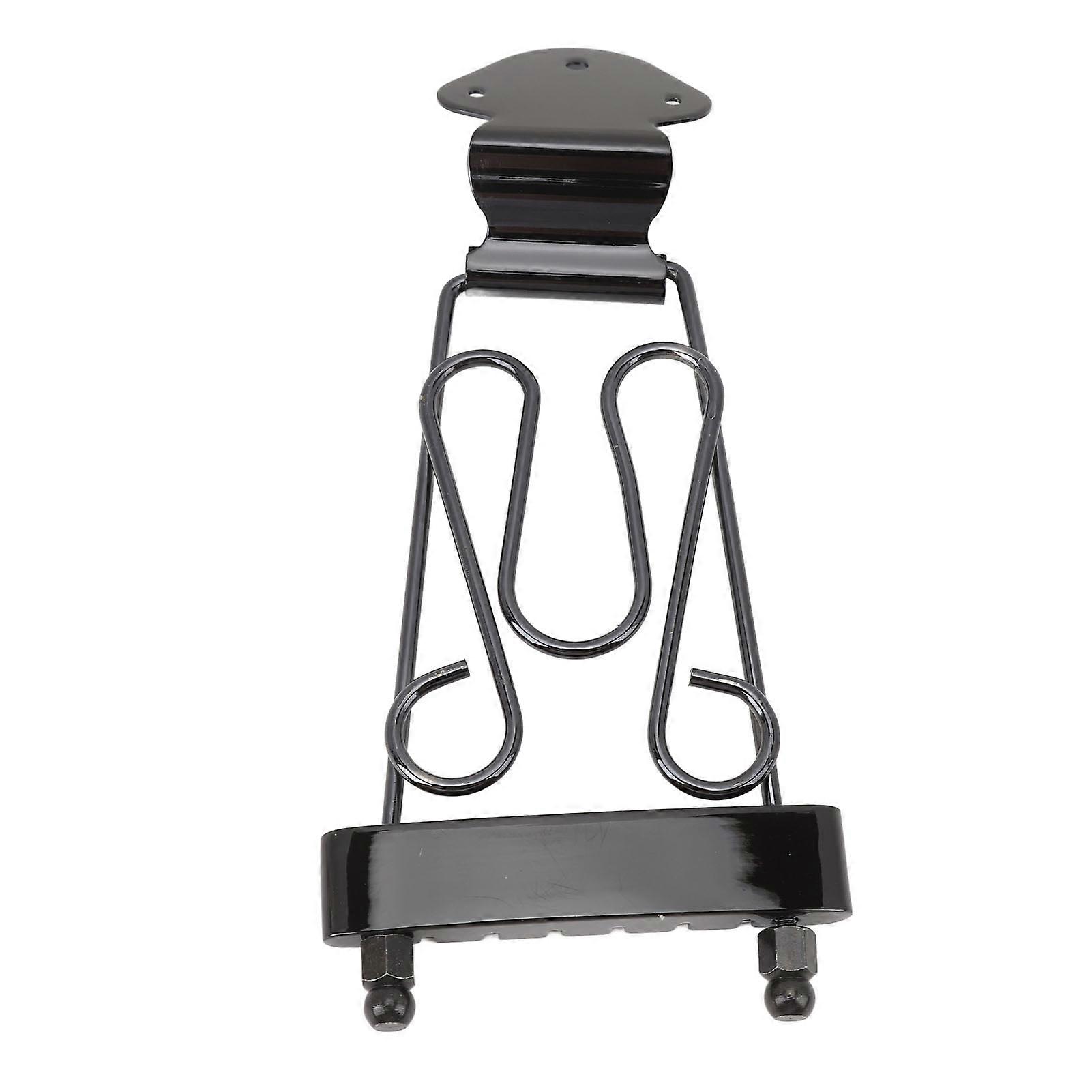 6 String Trapeze Tailpiece with Screws Height Adjustment Open Frame Bridge Tailpiece for Archtop Jazz Guitar Bass Black 