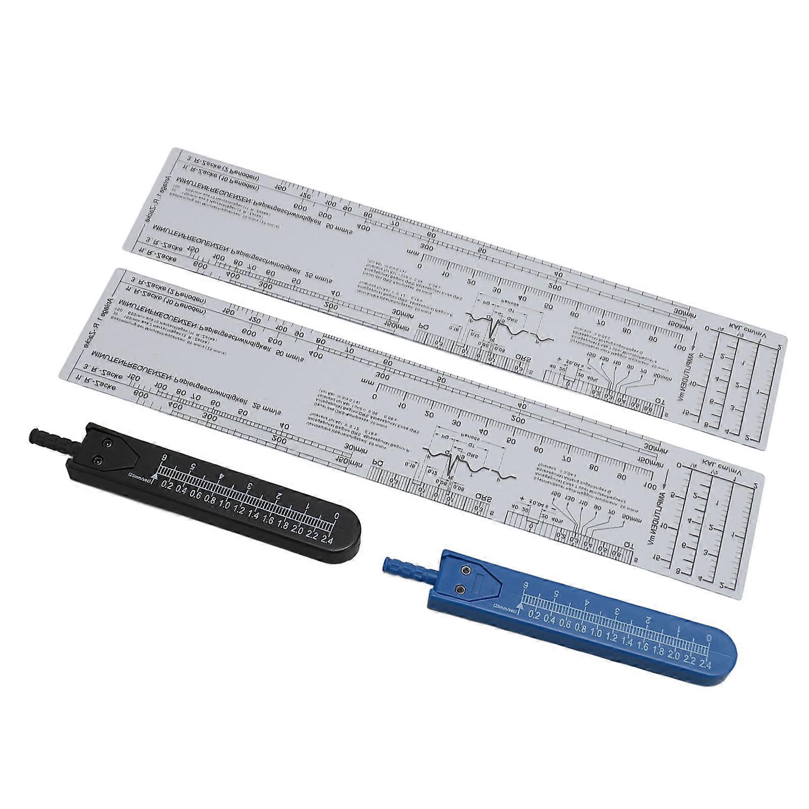 2 Sets EKG Calipers and EKG Ruler Combination Set Electrocardiogram Drafting Divider Measuring Tool for Nursing 