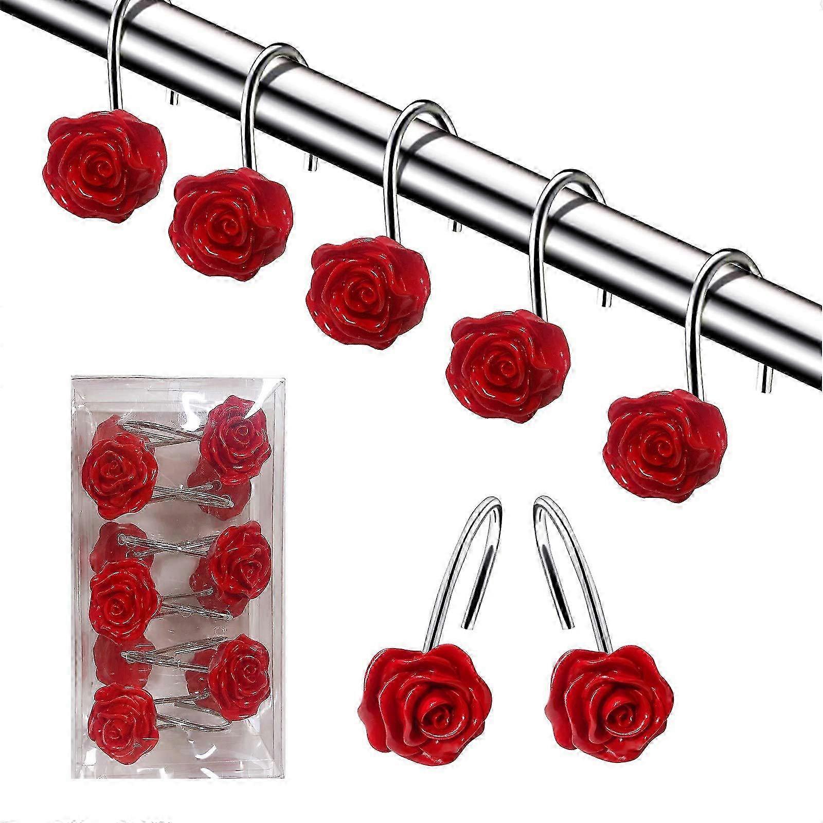 12 Rust-Resistant Decorative Resin Shower Hooks for Bathroom or Nursery