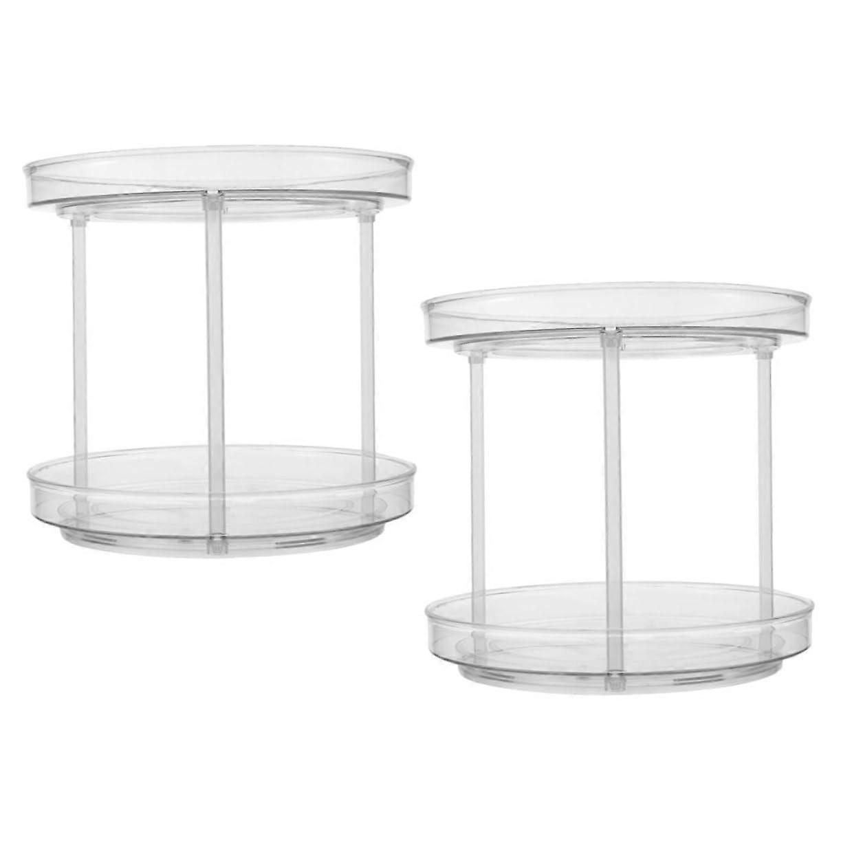 Rotating 2-Piece Makeup Organizer for Cosmetics and Spices - Durable Storage Holder for Dressing Table