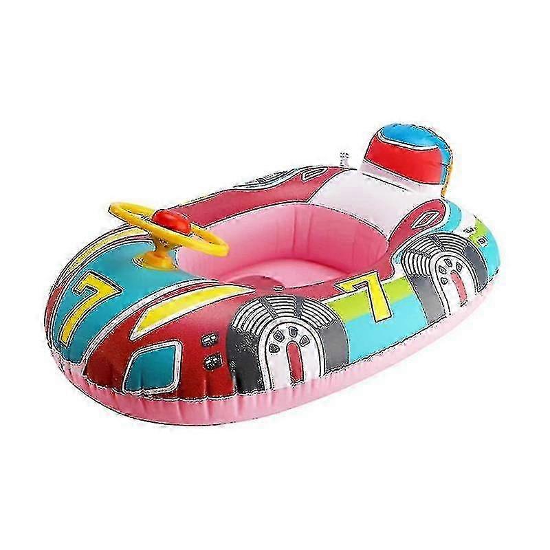 Inflatable car-shaped float seat for babies, featuring a cartoon steering wheel design, ideal for toddlers' swimming ring pool toys.