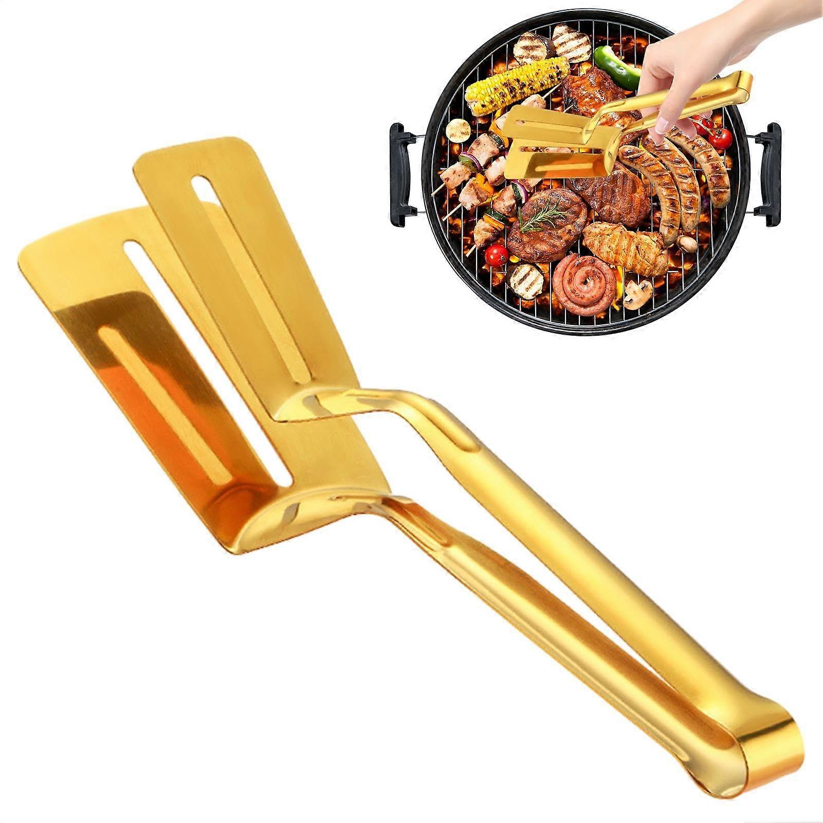 Tong Flipper Combo Spatula Double Sided Stainless Steel Spatula Fish Tongs with Ergonomic Handle, Fish Turner, Barbecue Turner, Spatula al