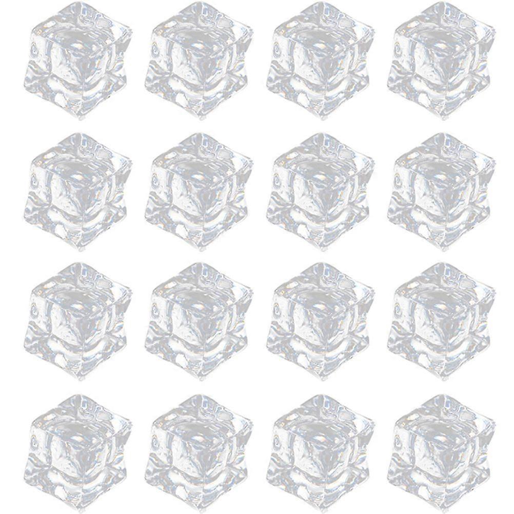 100pcs Acrylic Crystal Fake Ice Cubes Realistic Clear Ice Cubes Photo Props
