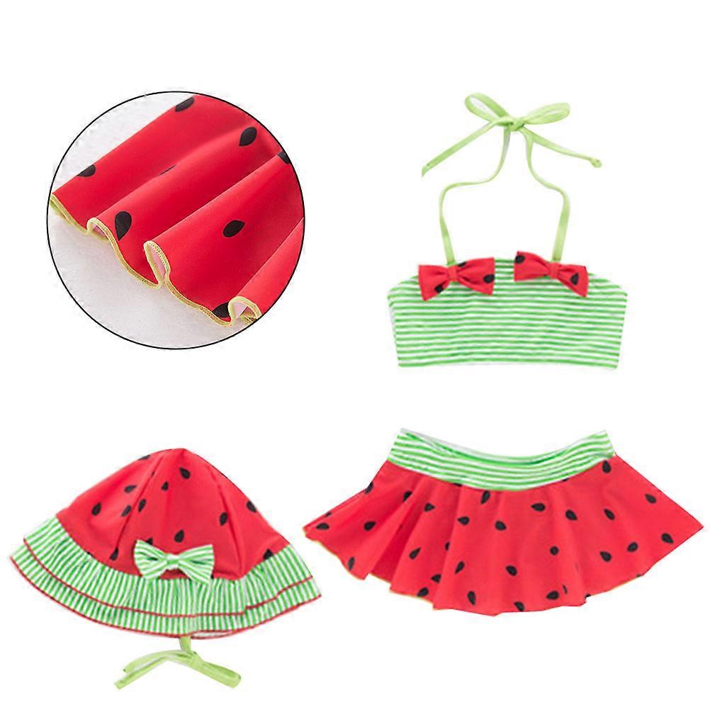Bathing Suit Girls Summer Swimwear Separated Style Watermelon Pattern Kids 3Pcs Size 3 2-3 Years Old