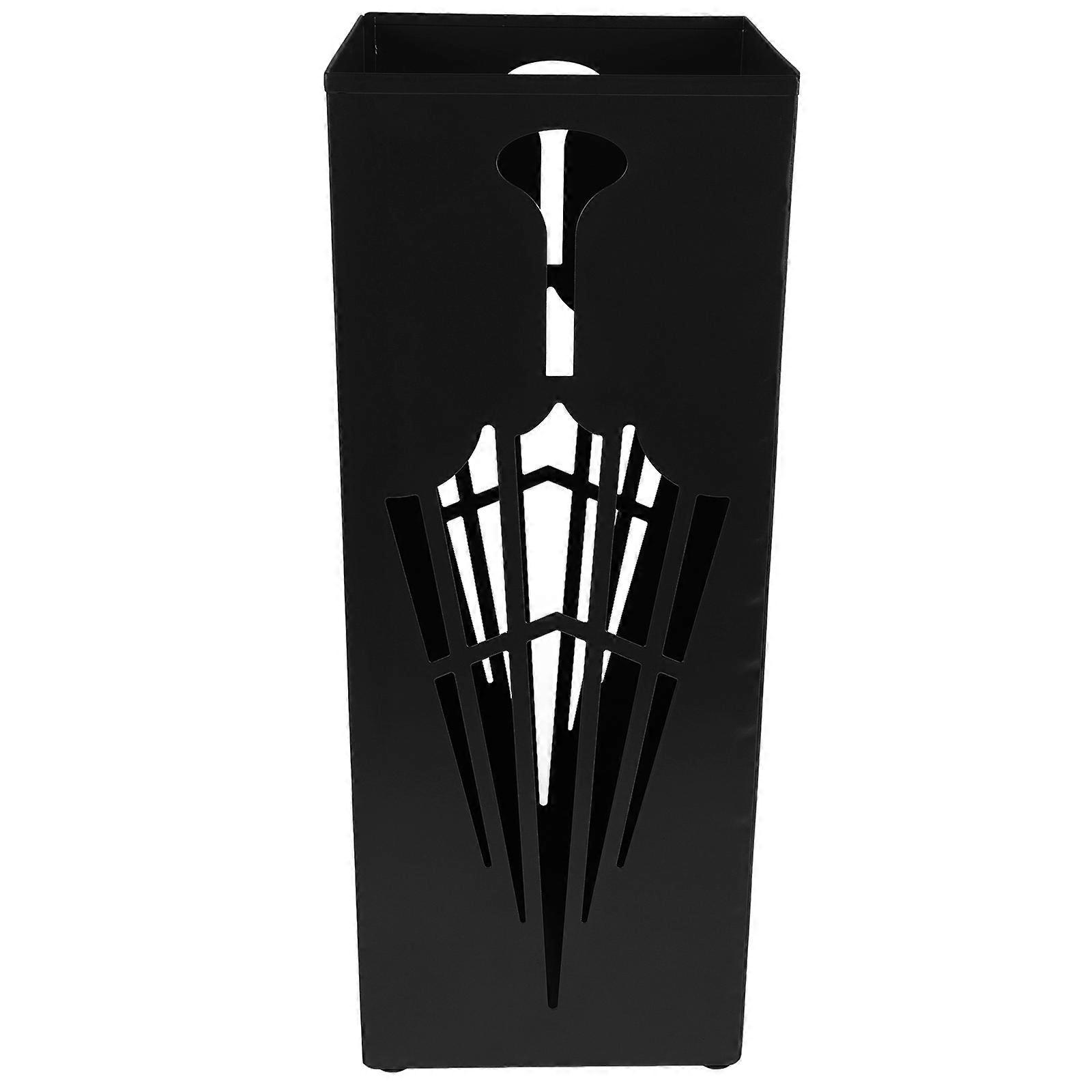 Iron Square Umbrella Holder with Hollow Out Design, Large Capacity Cane Stand Rack for Entryway, Office or Home Use, Slip Resistant Base and Stylish