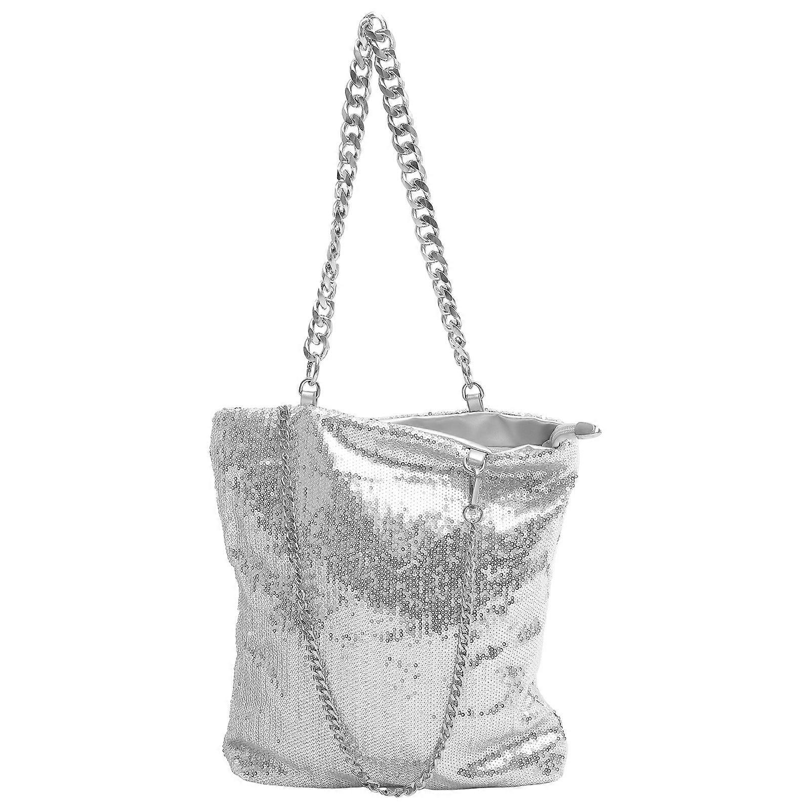 Trendy Shoulder Bag Women Handbag For Shopping Working Picnic Portable Storage 31.5X31X2cm White Pu Material 1Pc