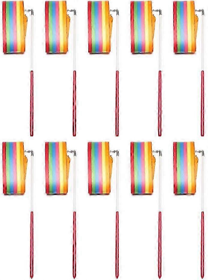 10pcs 2 Meter Rhythmic Gymnastics Ribbons for Kids - Rainbow