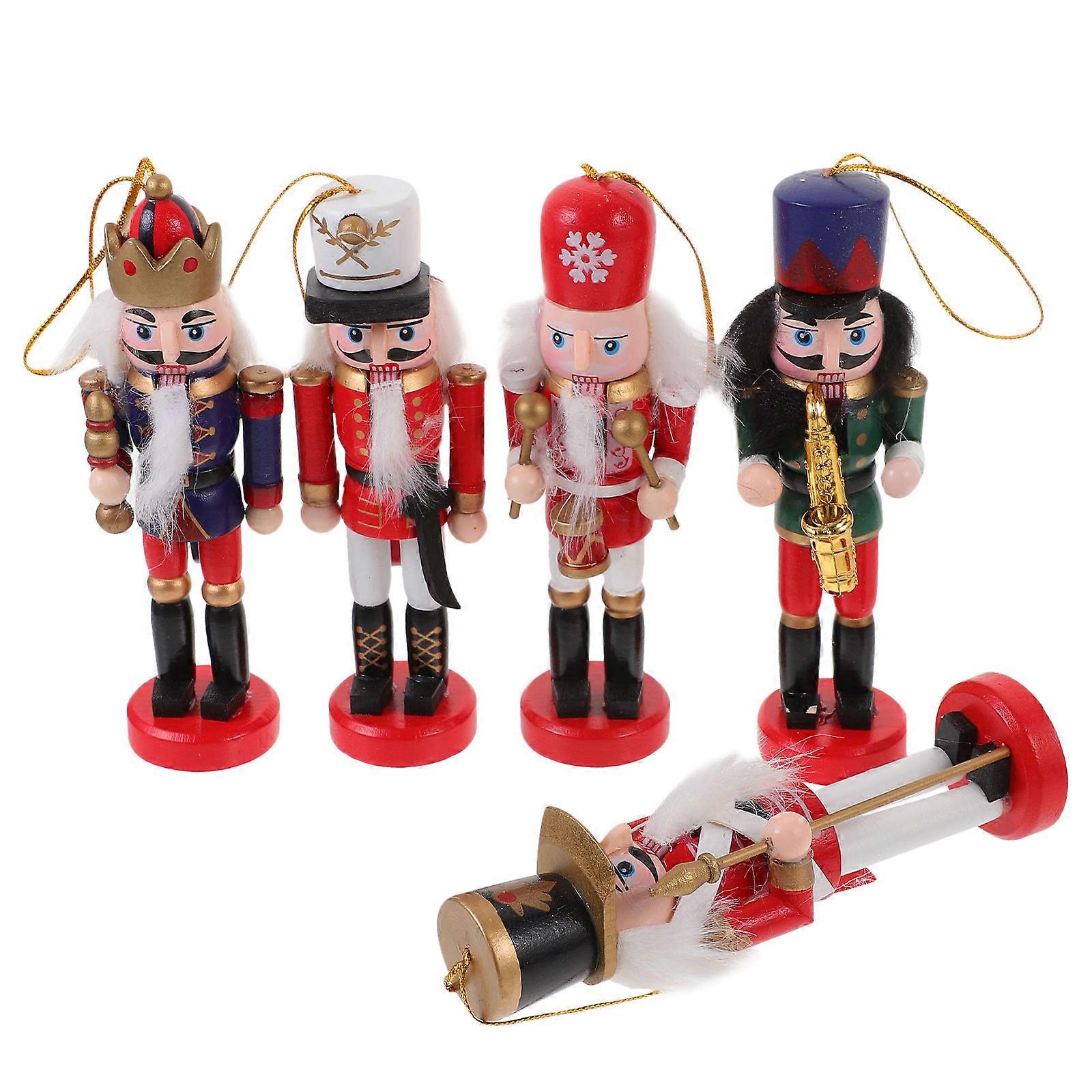 Nutcracker Soldier Decor Classic Festival Craft Office Decoration Wood 4.7X1.6X1.6in present 5Pcs