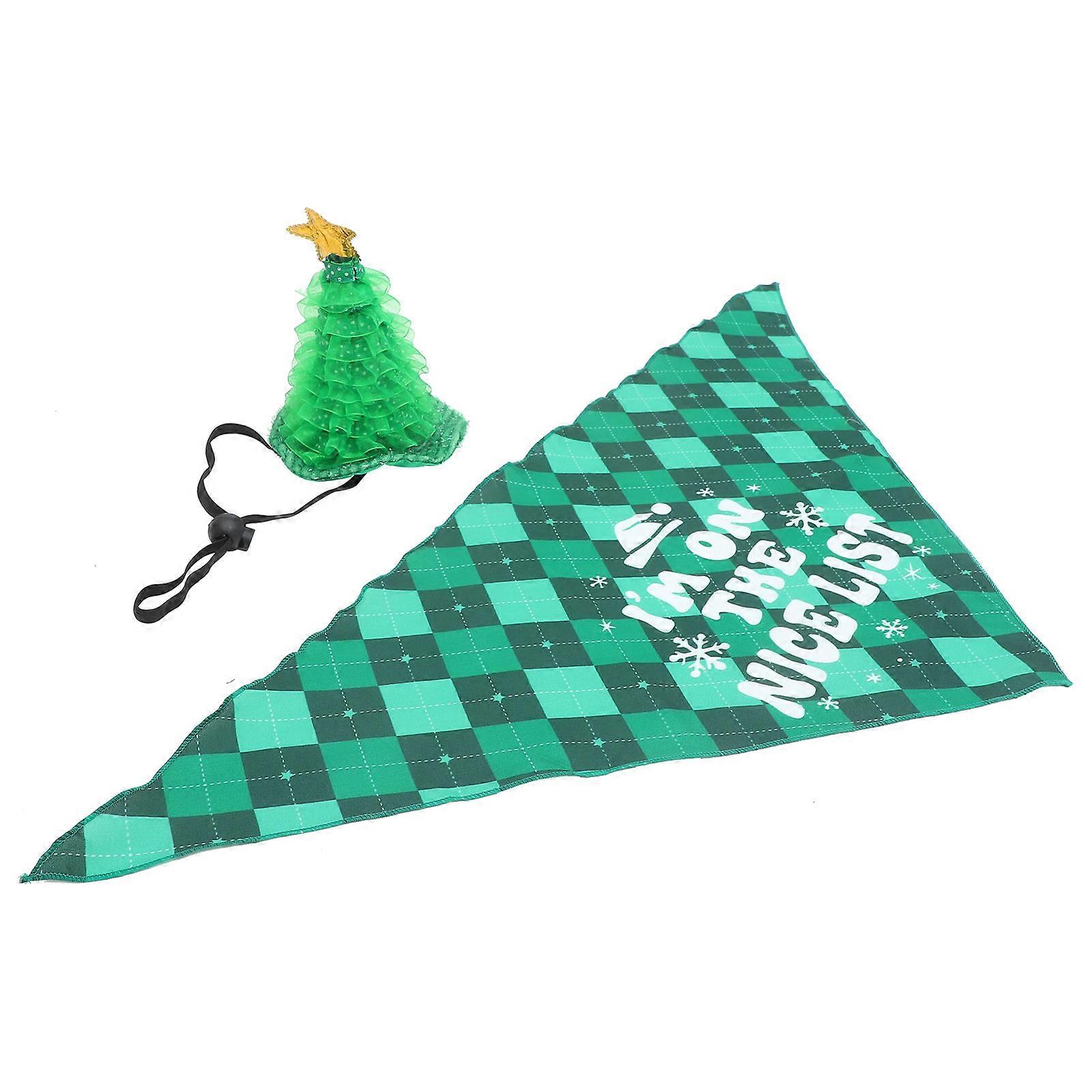 Pet Knitted Scarf Christmas Theme Triangular Scarf Polyester Pet Decoration 1 Set
