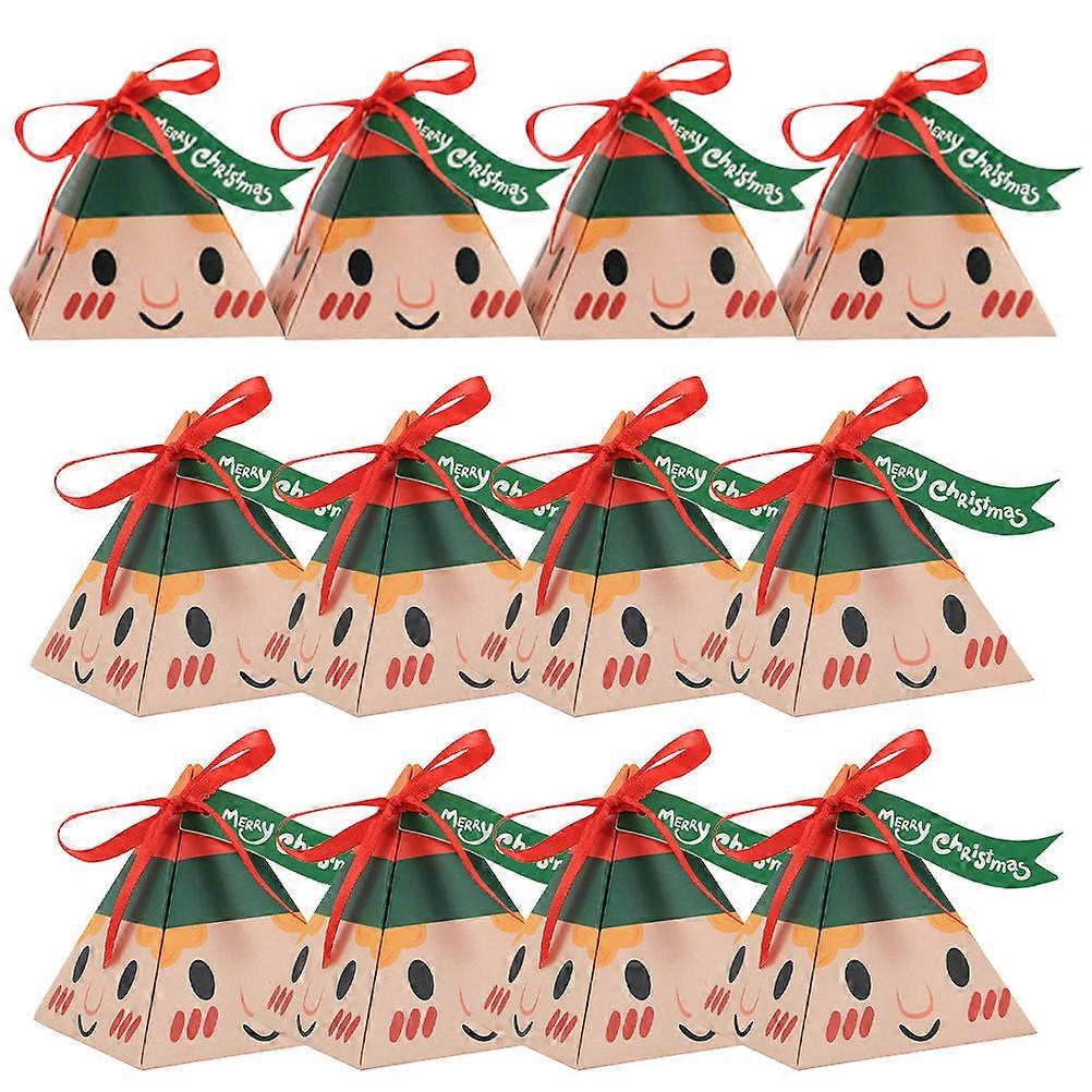 Christmas Boxes For Triangular Candy Boxes Storage Light Brown 8.3x7.3cm Festive Style 50Pcs