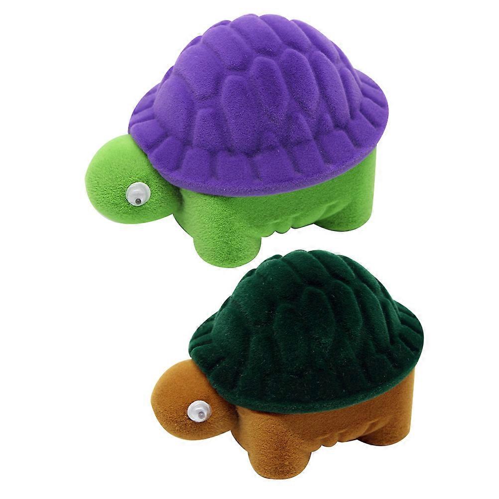 Cartoon Tortoise Shape Jewelry Case for Ring Storage 2Pcs Assorted Color