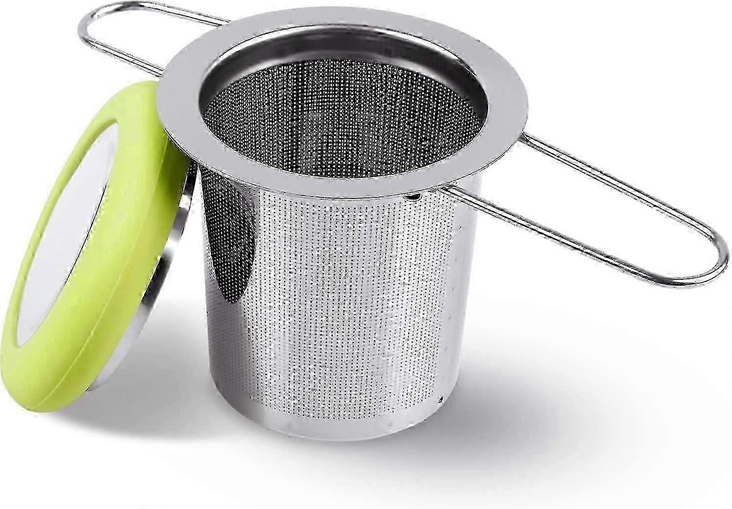Tea Infuser Stainless Steel Tea Strainer Folding Handle Tea Filter Extra Fine Mesh Strainer Brewing Basket With Lid