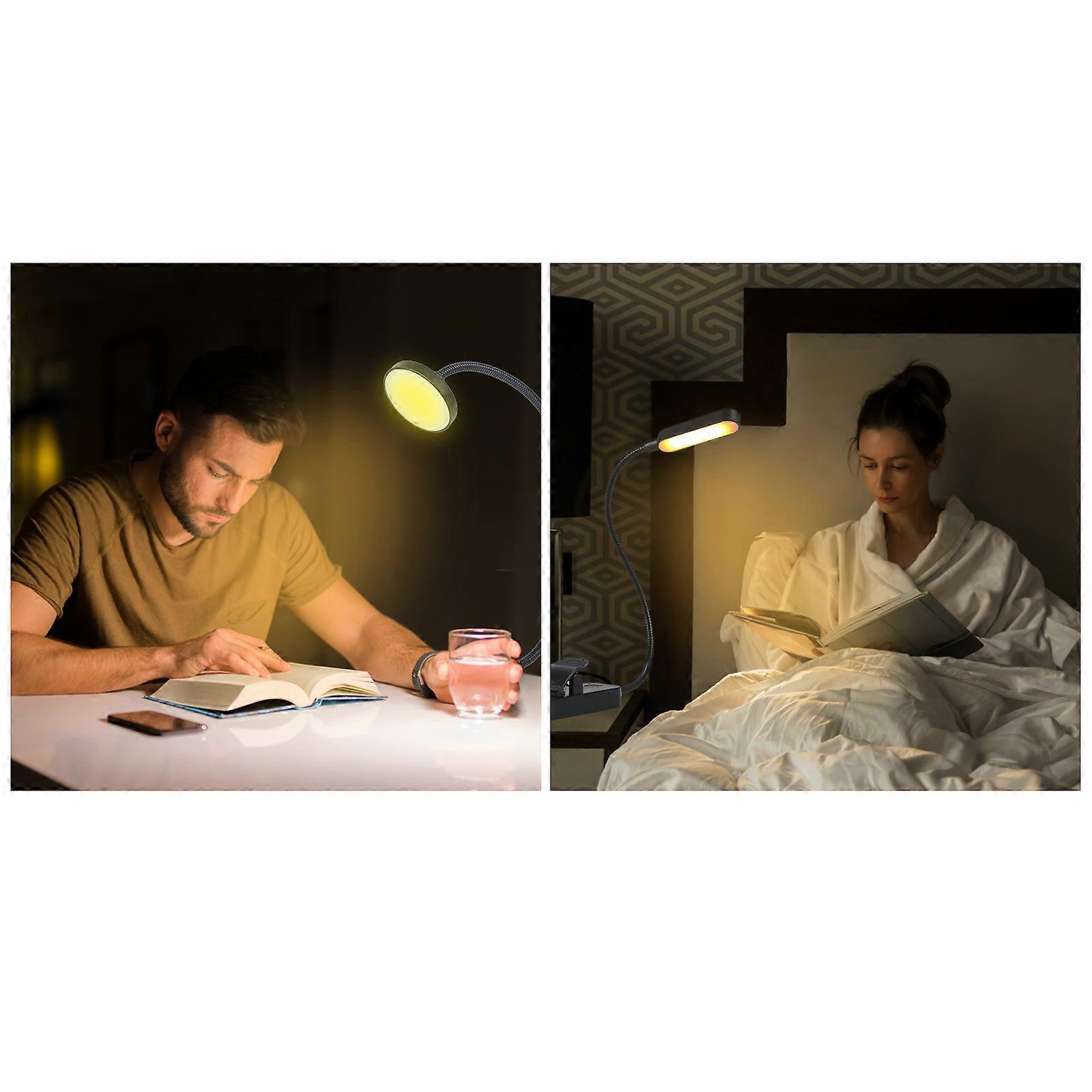 Lampe de lecture LED flexible à pince, rechargeable par USB, variateur d'intensité, idéale pour les yeux