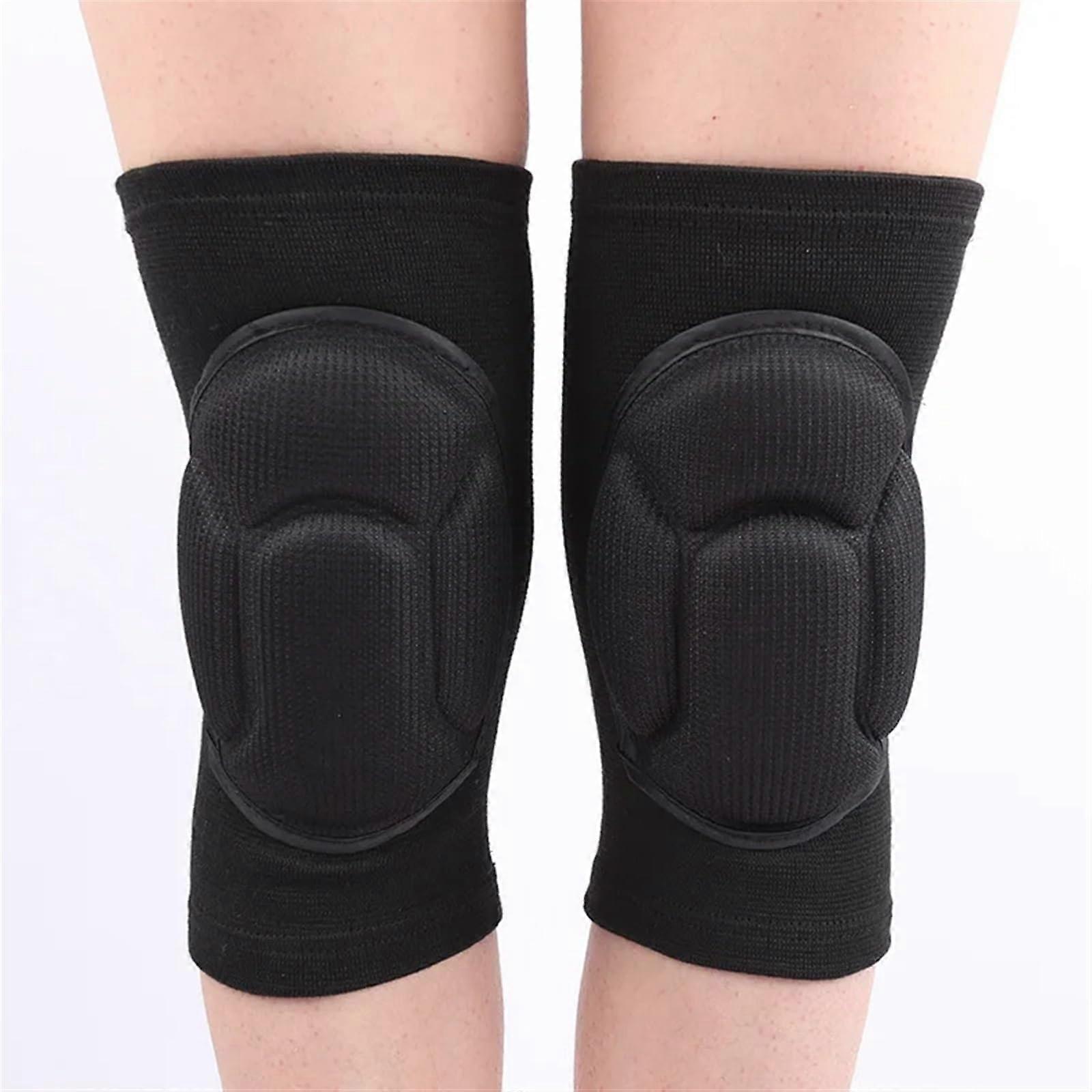 Unisex Knee Warmer Thickened Football Volleyball Sports Knee Pads Brace Support (Black2PCS)
