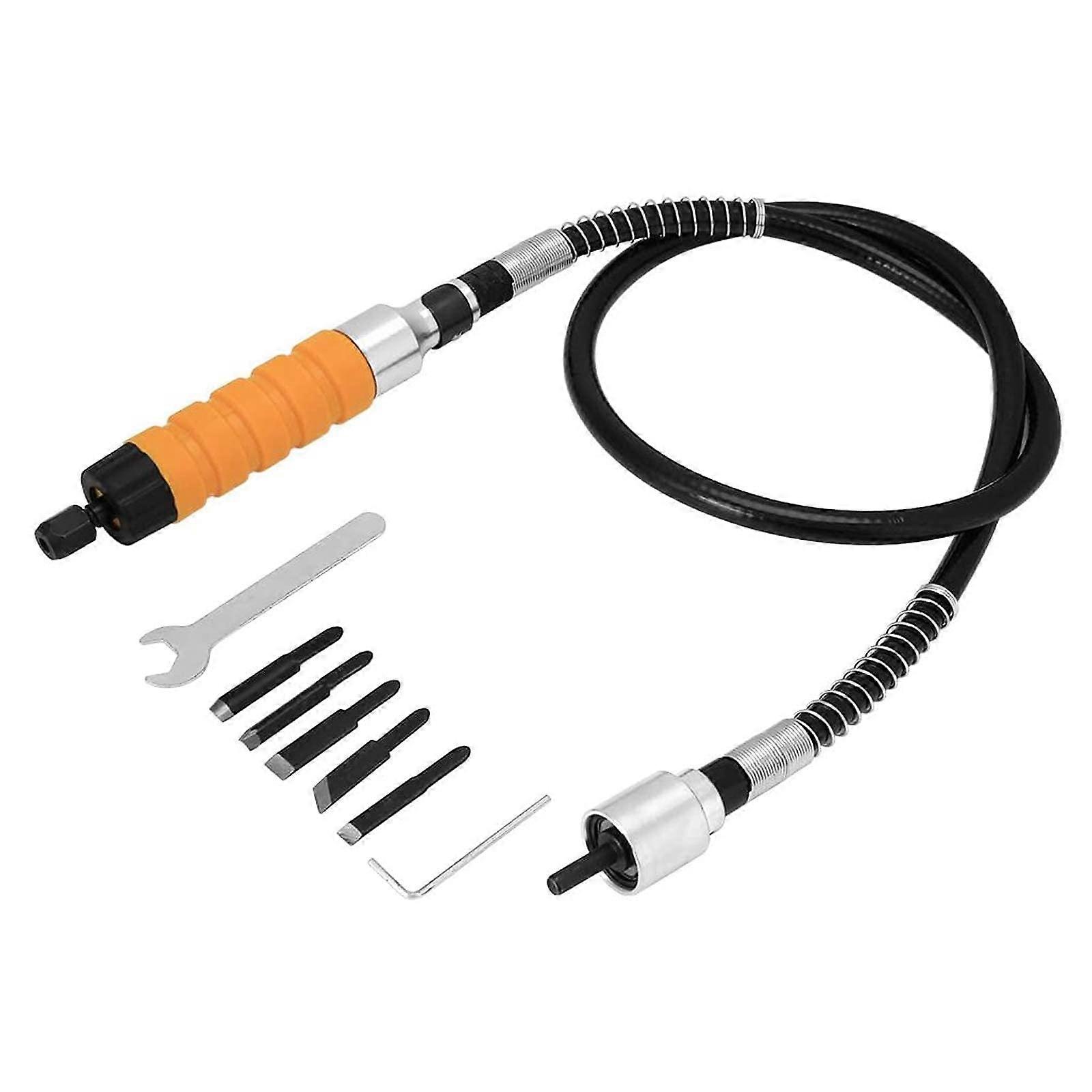 Woodworking Carving Chisel Electric Carving Machine Set with 5 Blades and Flexible Shank for Precision Crafting