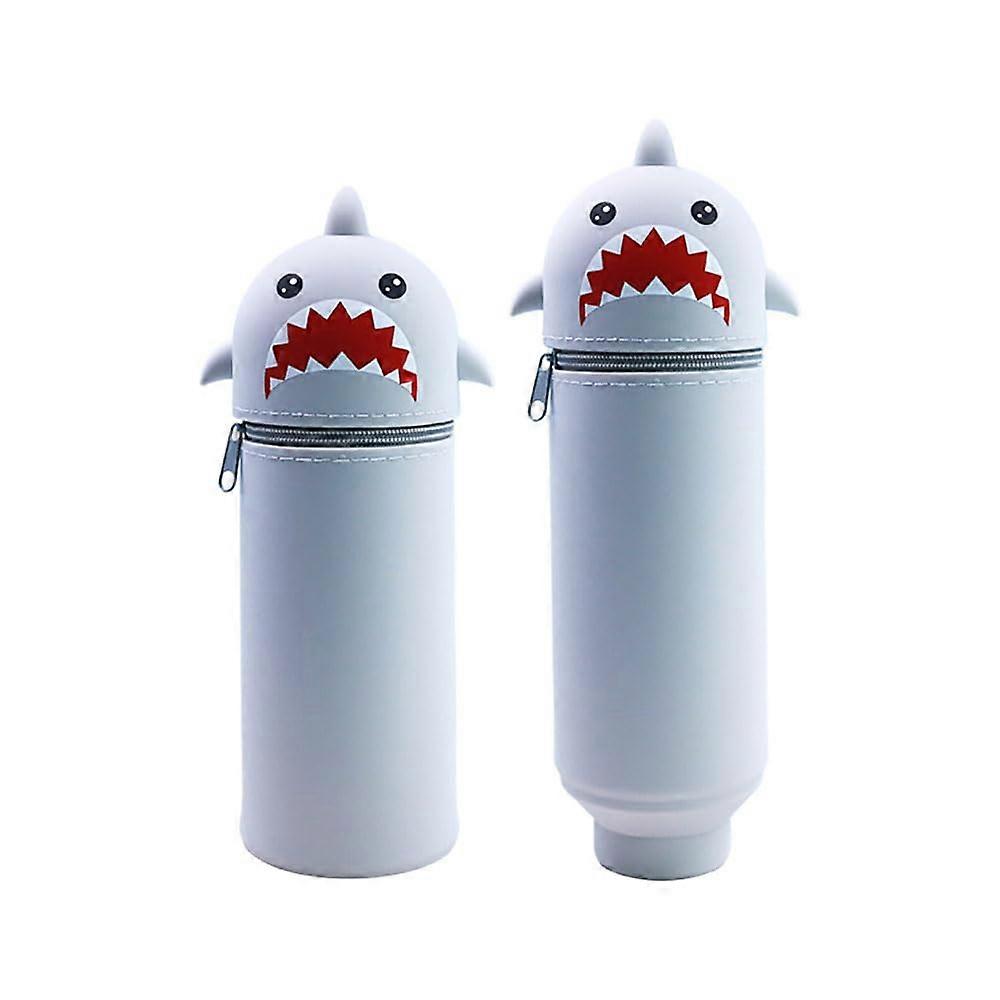 Silicone Pencil Case – Stretchable Holder for Students, Pen Holder Stylish Case – Gray Shark