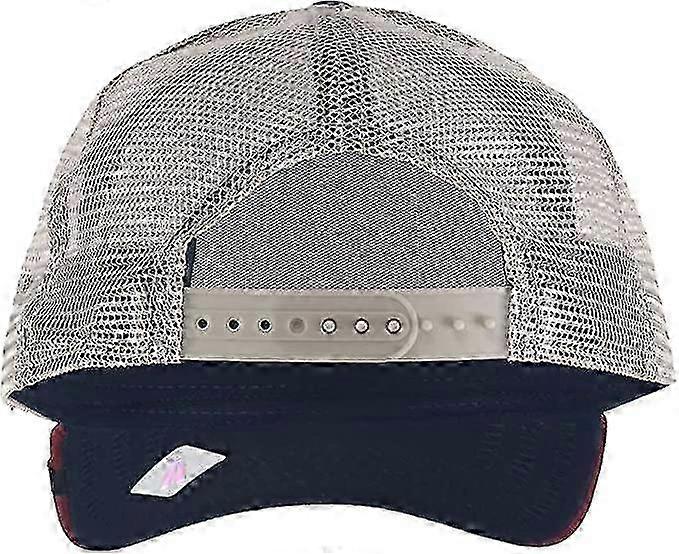 Men's Trucker Hat - Mesh Baseball Snapback Cap - Navy-Red Design