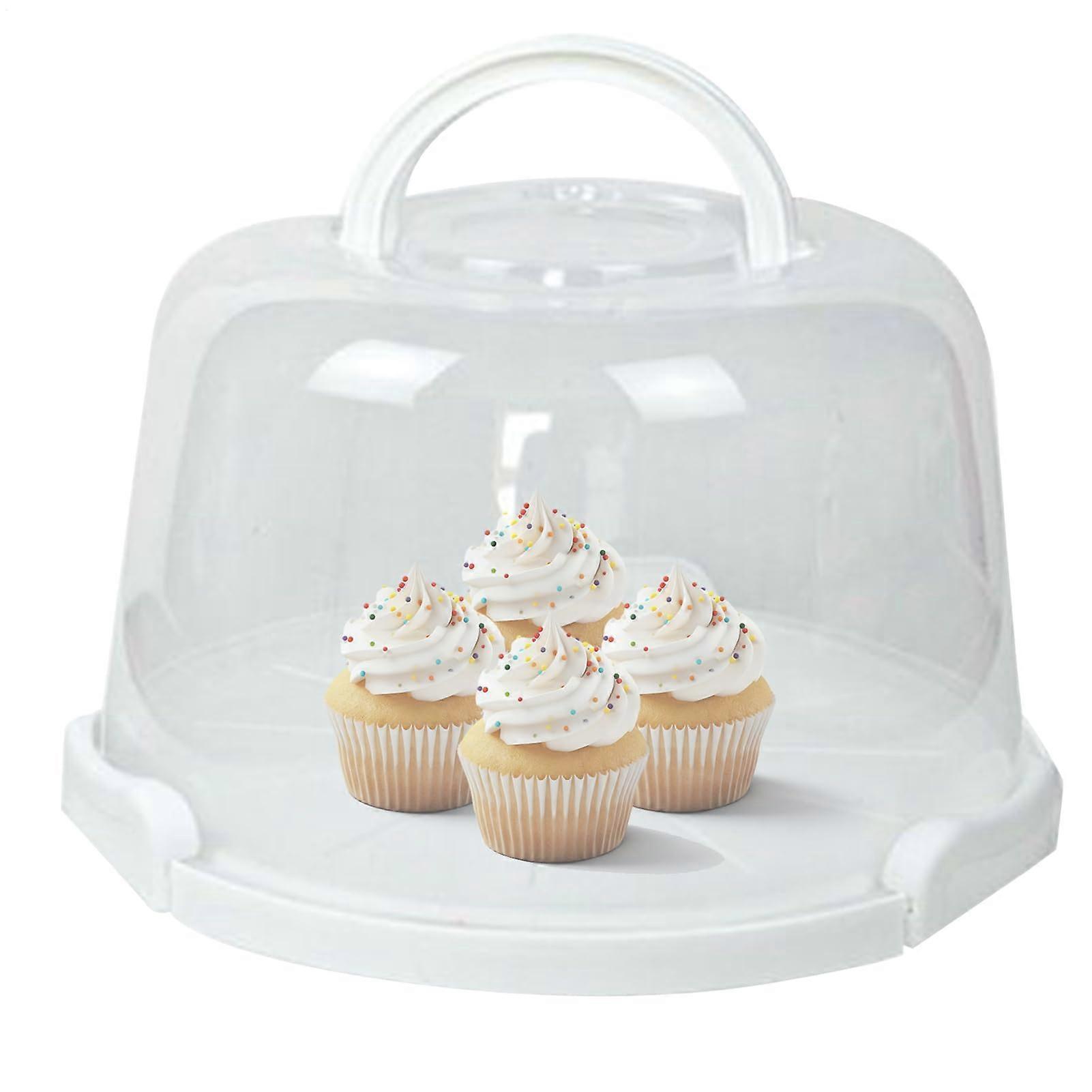 Refrigerator Storage Container - Divided Tray, Portable Muffin And Cake Containers, Clear Carrier With Handle 25.4 cm