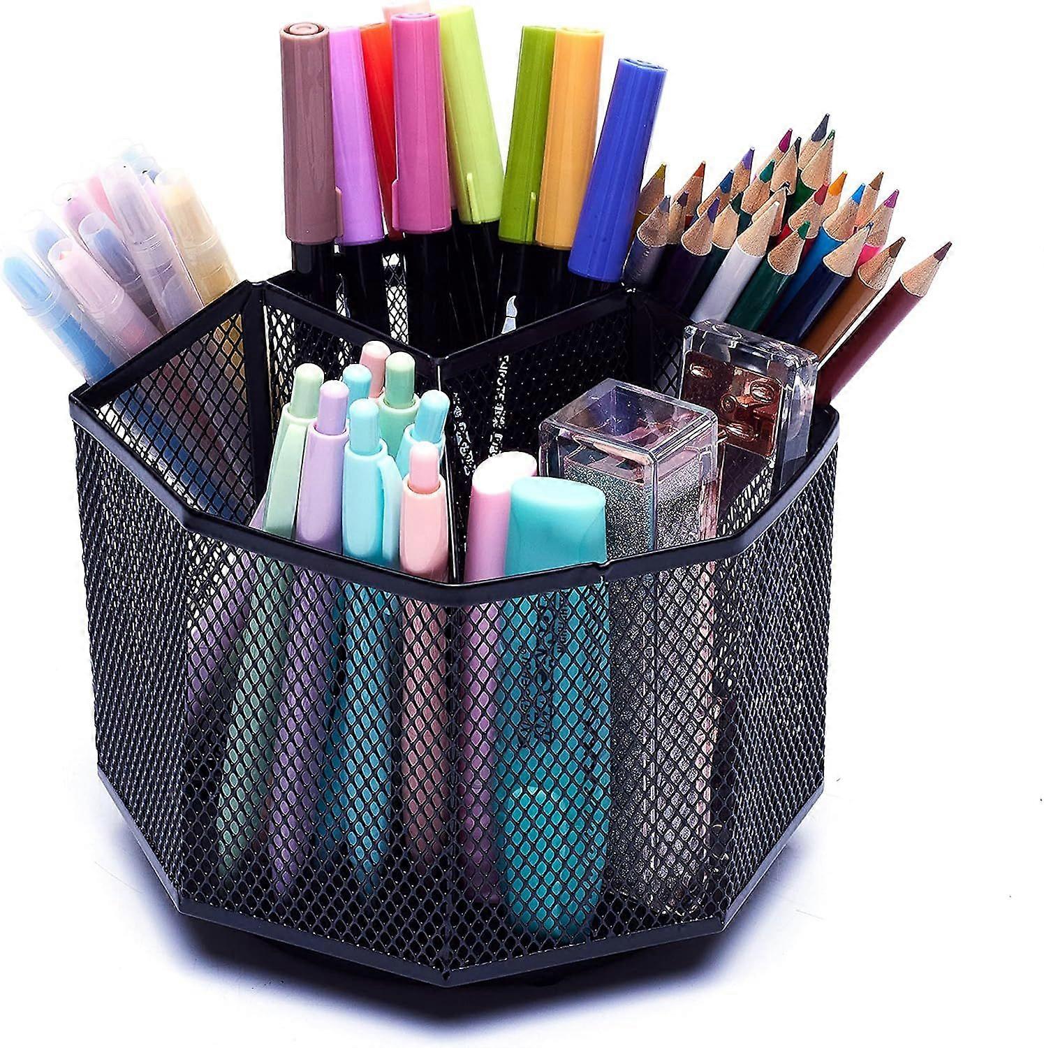 Desk Organizer/Mesh Desk Storage/Pen Holder/Multifunctional 360 Rotating for School, Office.