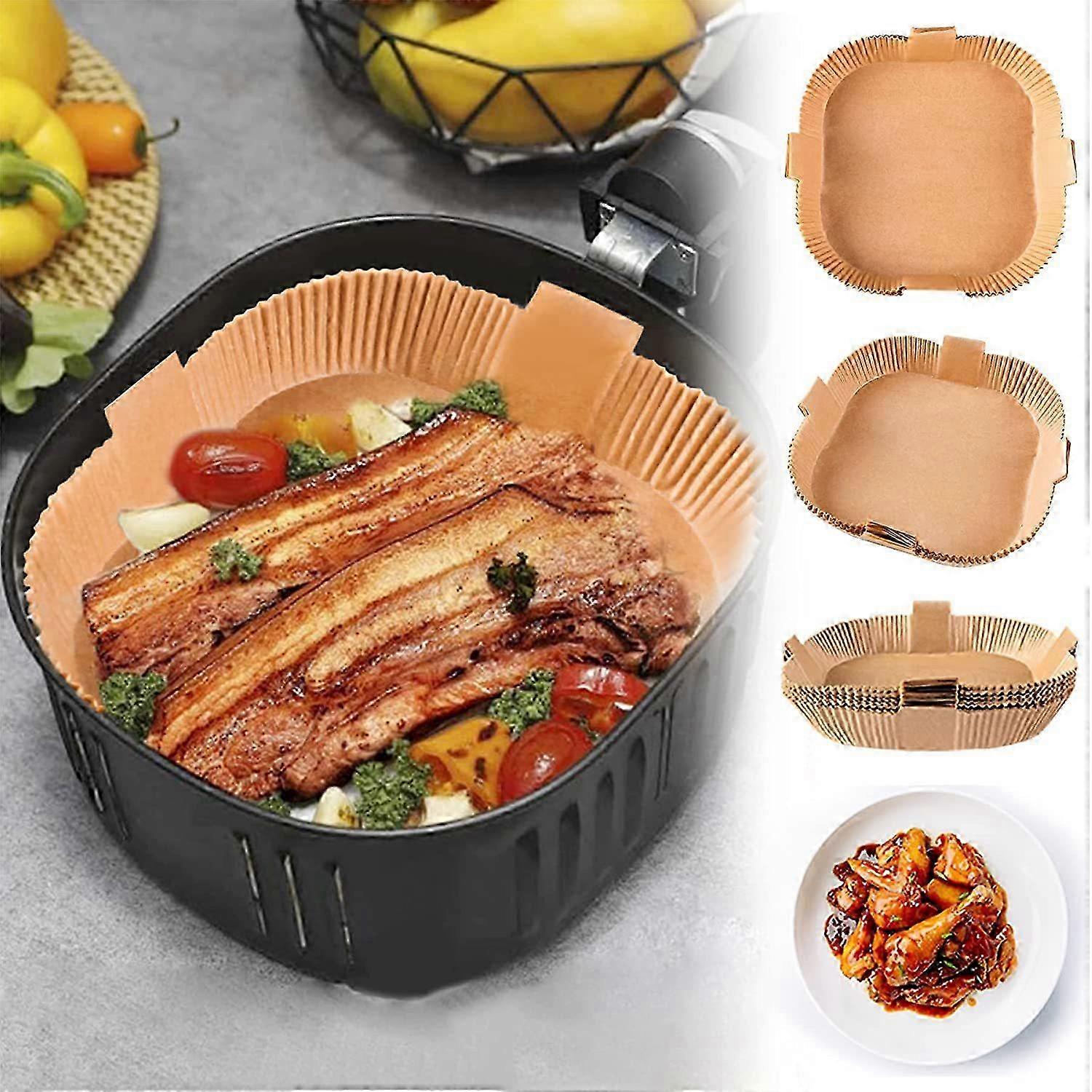 Disposable Paper Liners for Air Fryers, Square Non-Stick Parchment for Baking and Roasting