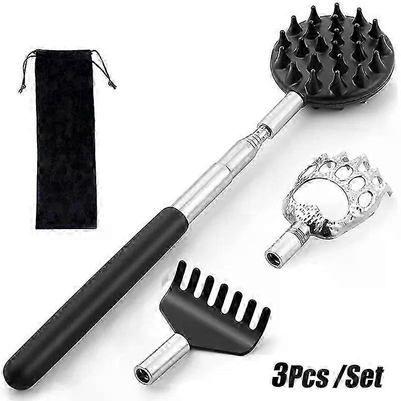 3Pcs Extendable Back Scratcher Set - Telescopic Massager & Itch Relief Tool