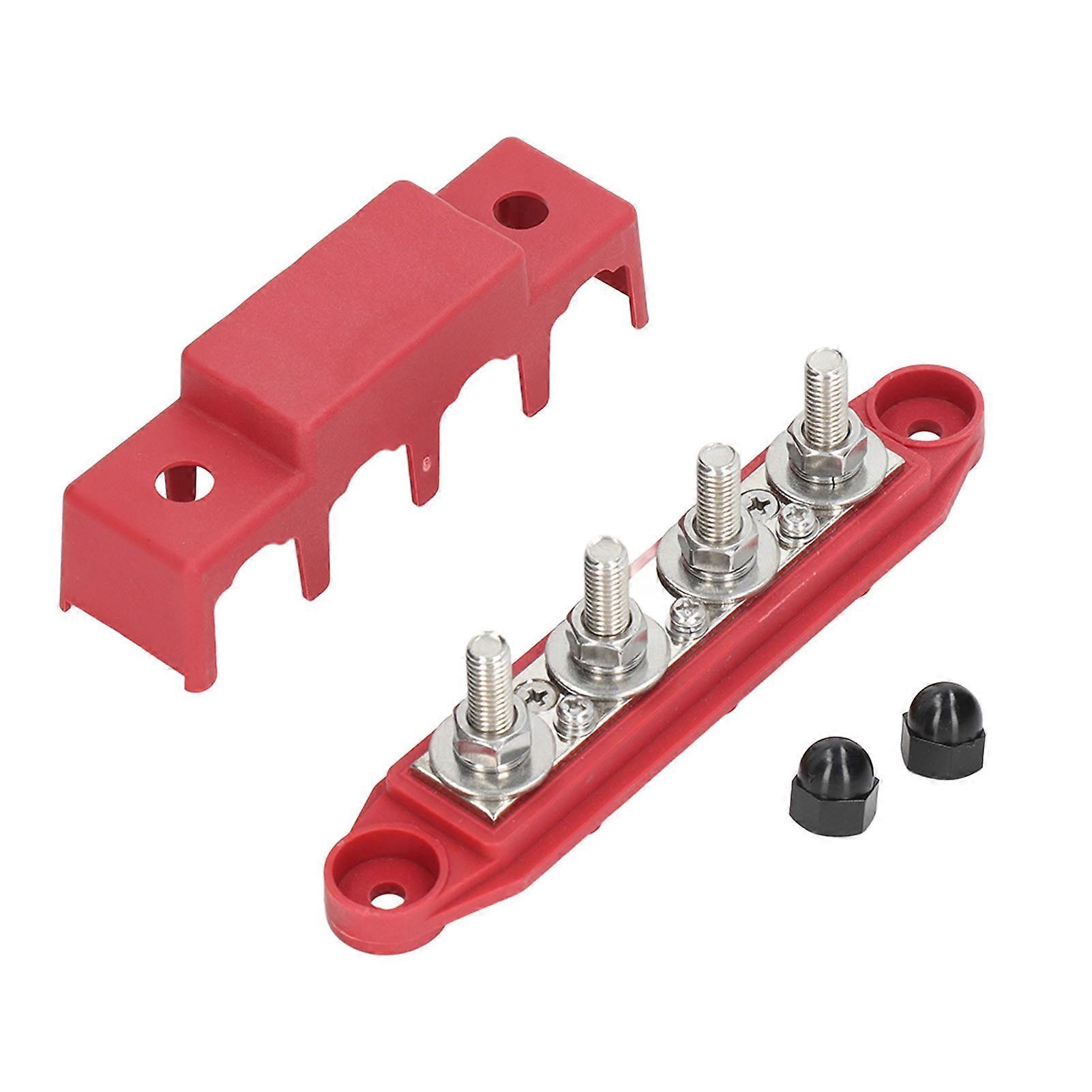 4 Post Power Distribution Block Bus Bar with Cover M8 Terminal Studs 250 Amp Rating for Marine Automotive RV